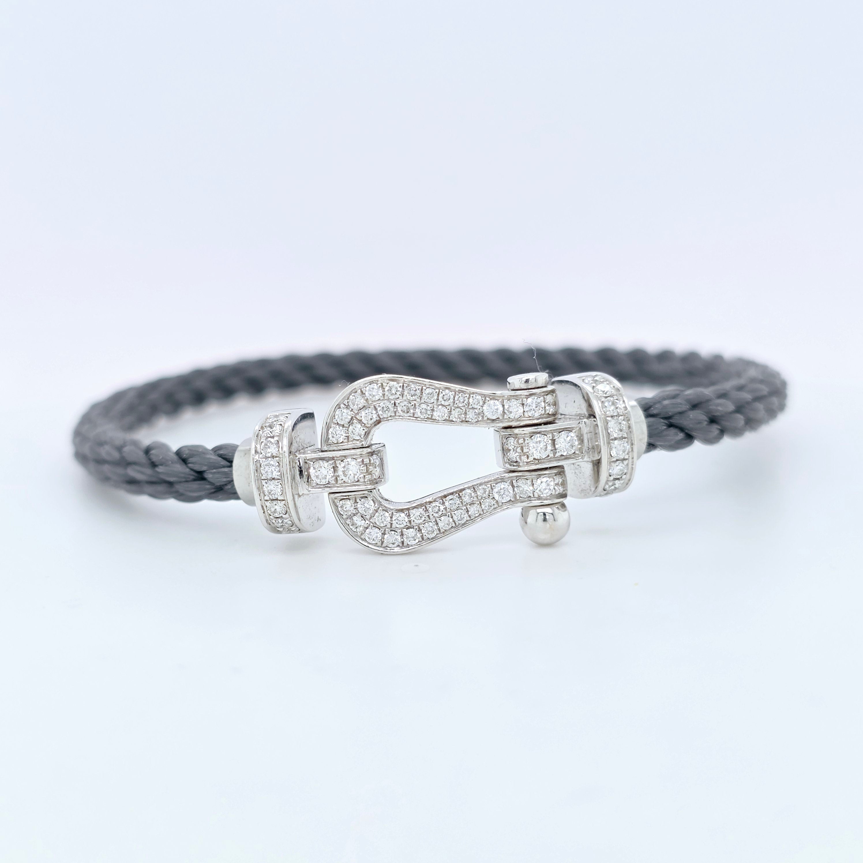 Fred Force 10 Bracelet, Large Model, 18ct White Gold And Diamonds , Storm Grey Chloe's Jewellers