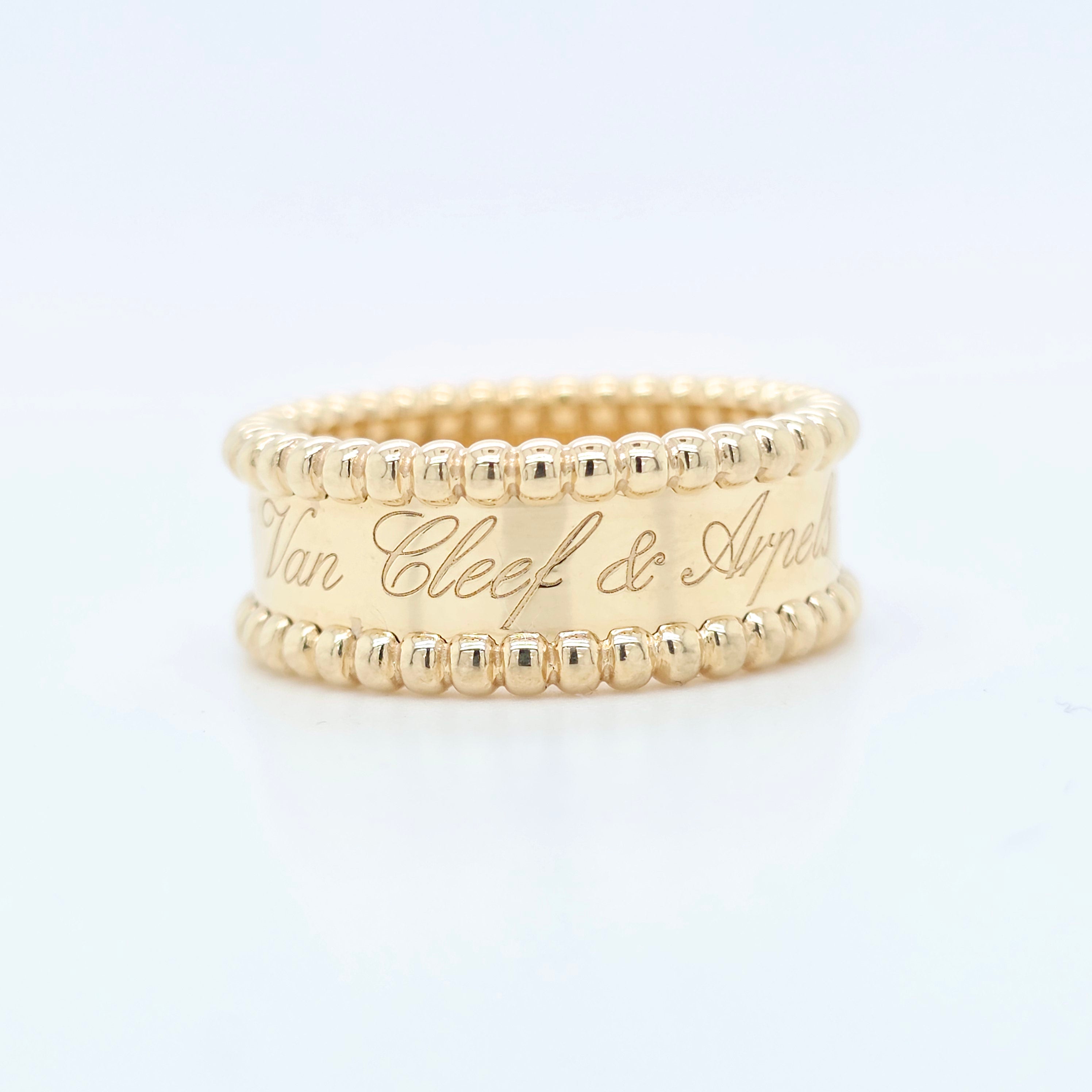 Van Cleef & Arpels Perlee Signature Ring, 18ct Yellow Gold, Size 53/ M 1/2 Chloe's Jewellers