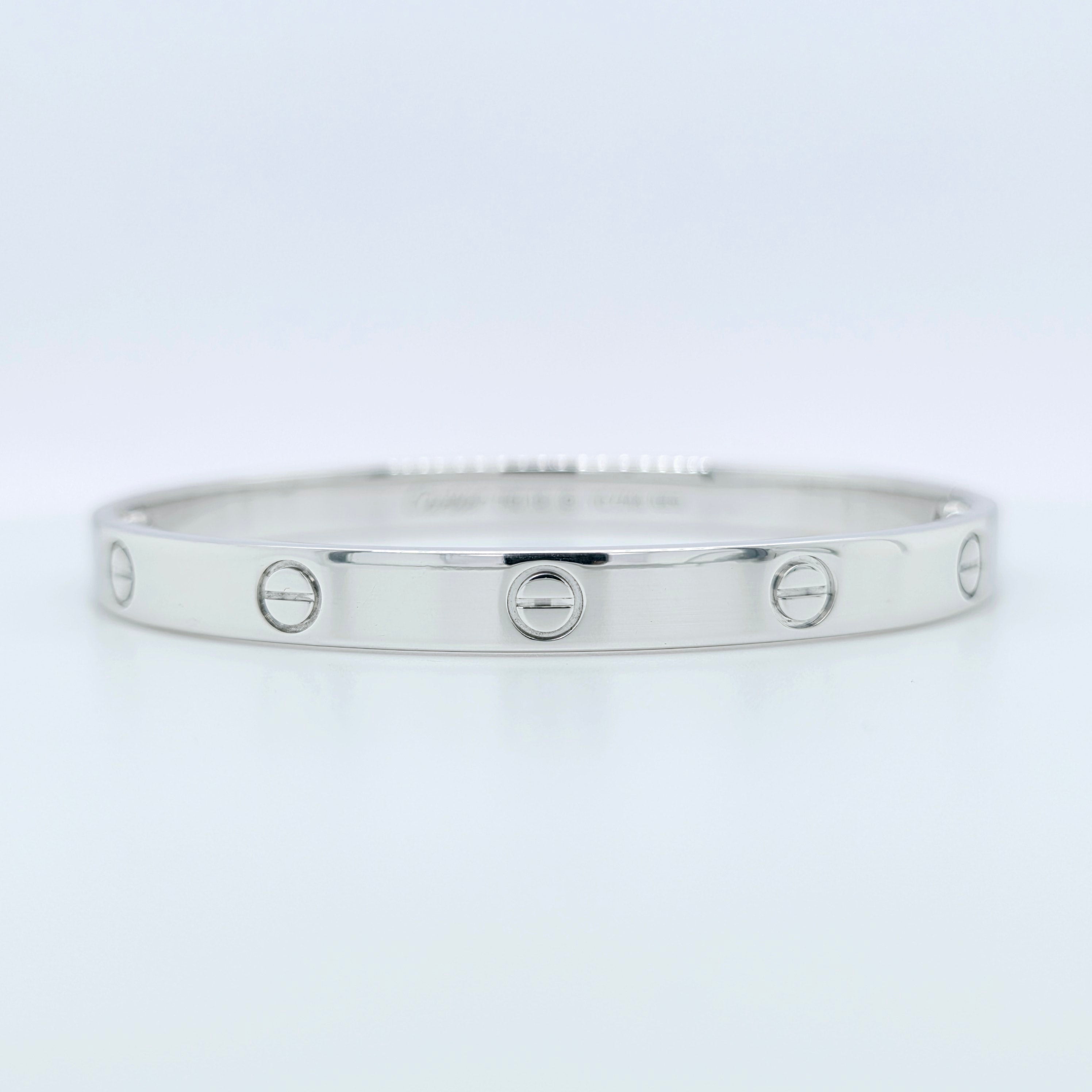 Cartier Love Bracelet, Classic Model, 18ct White Gold, Size 18, Cartier Box