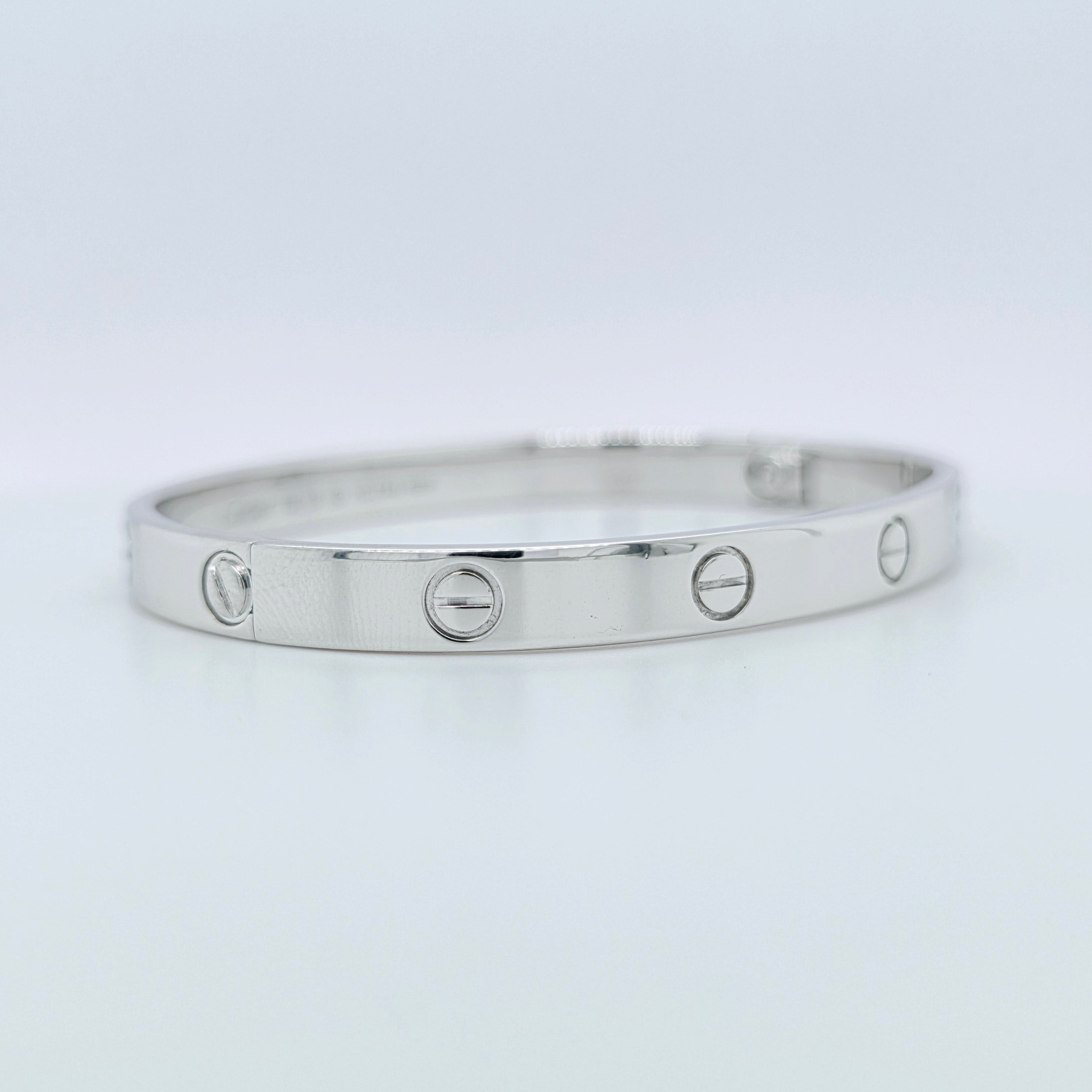 Cartier Love Bracelet, Classic Model, 18ct White Gold, Size 18, Cartier Box