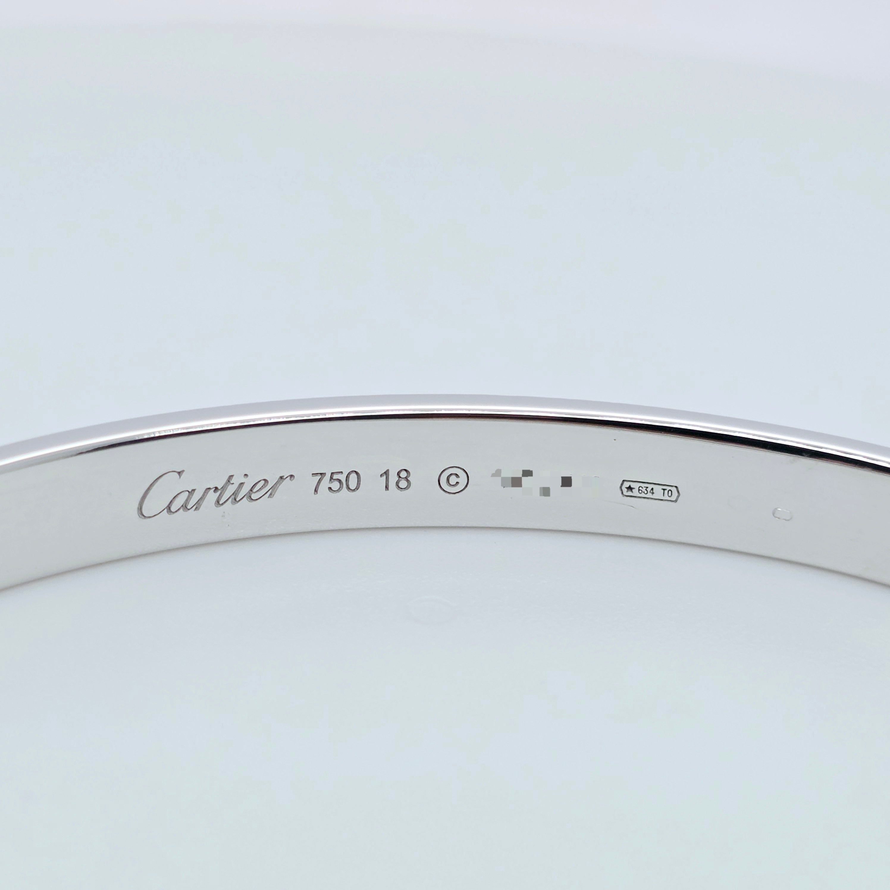 Cartier Love Bracelet, Classic Model, 18ct White Gold, Size 18, Cartier Box