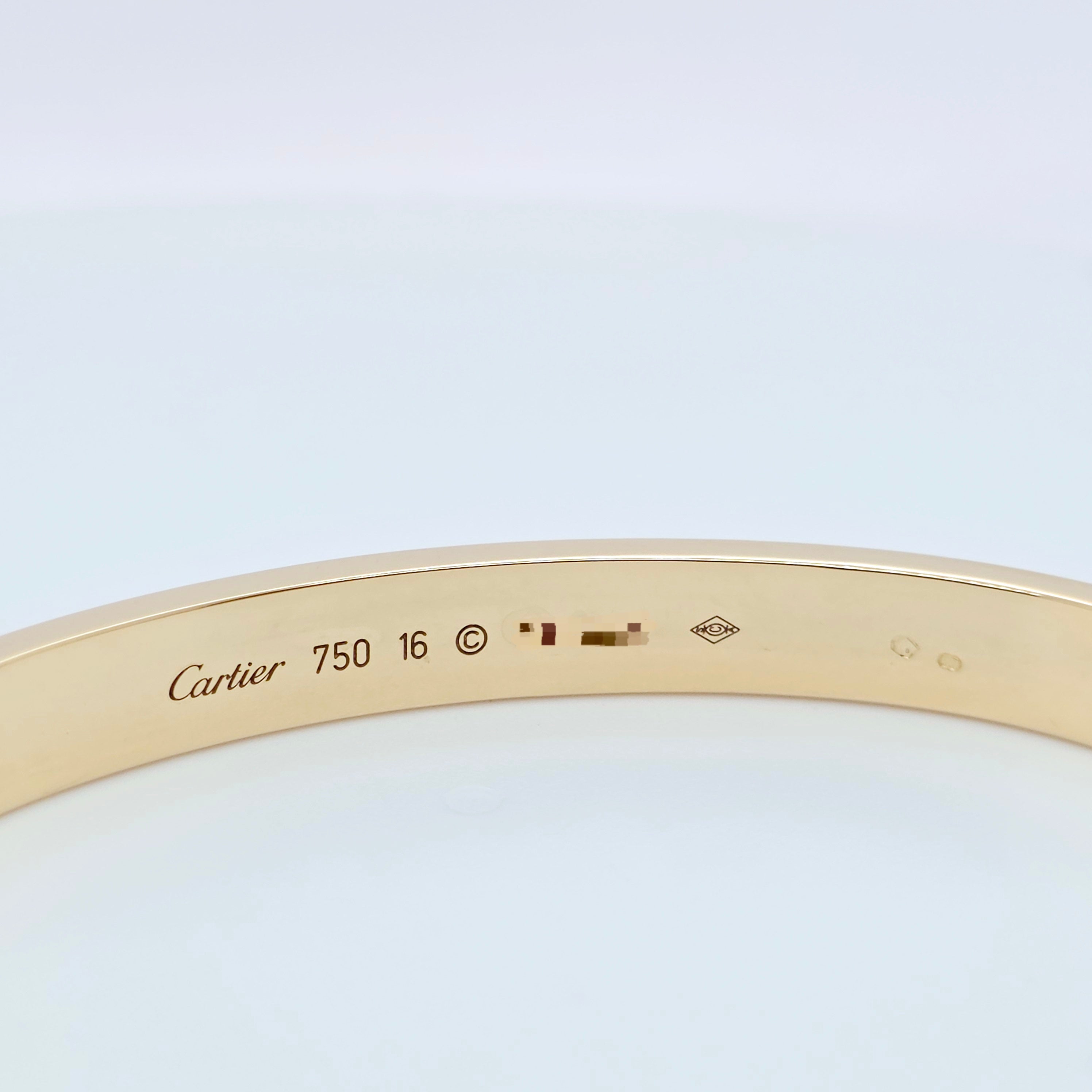Cartier Love Bracelet, Classic Model, 18ct Yellow Gold, Size 16, Cartier Box Chloe's Jewellers