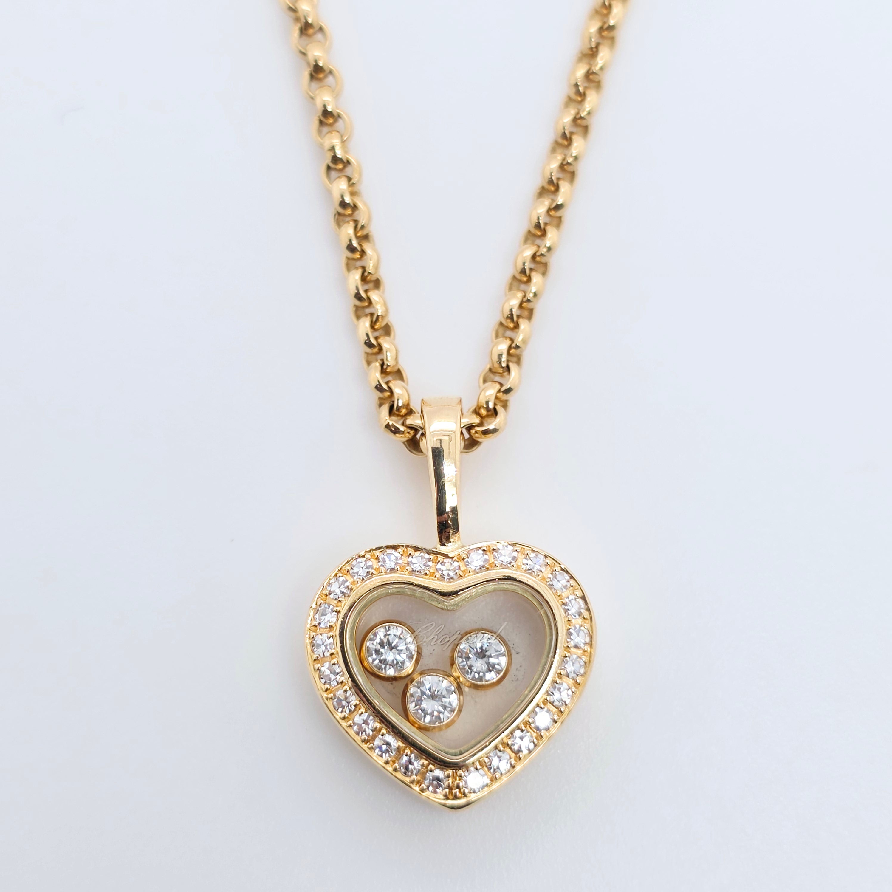 Chopard Happy Diamond Heart Icon Pendant, 18ct Yellow Gold, 16.5 inches