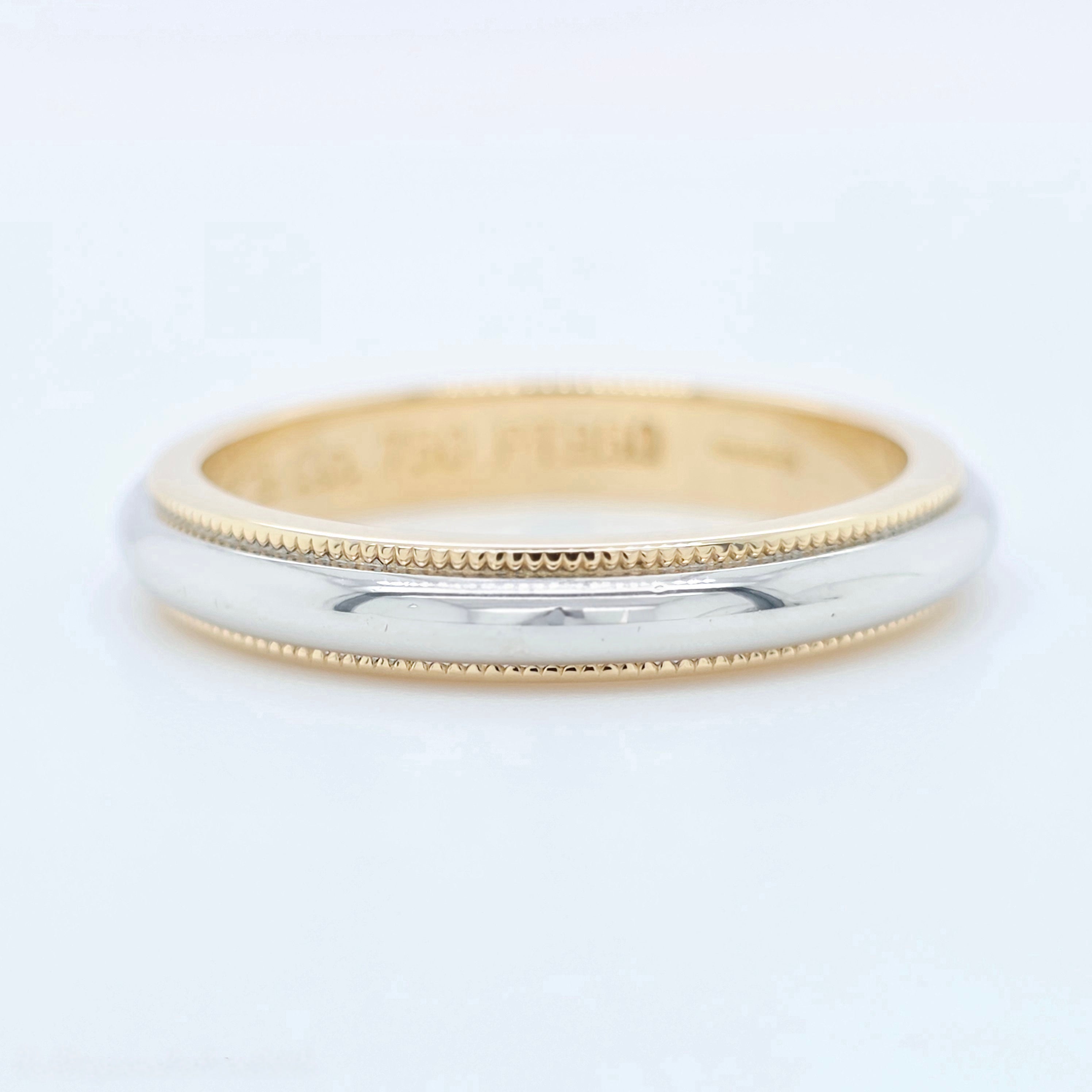 Tiffany & Co. Wedding Band, Platinum & 18ct Yellow Gold, 3.2mm Width, Size N Chloe's Jewellers