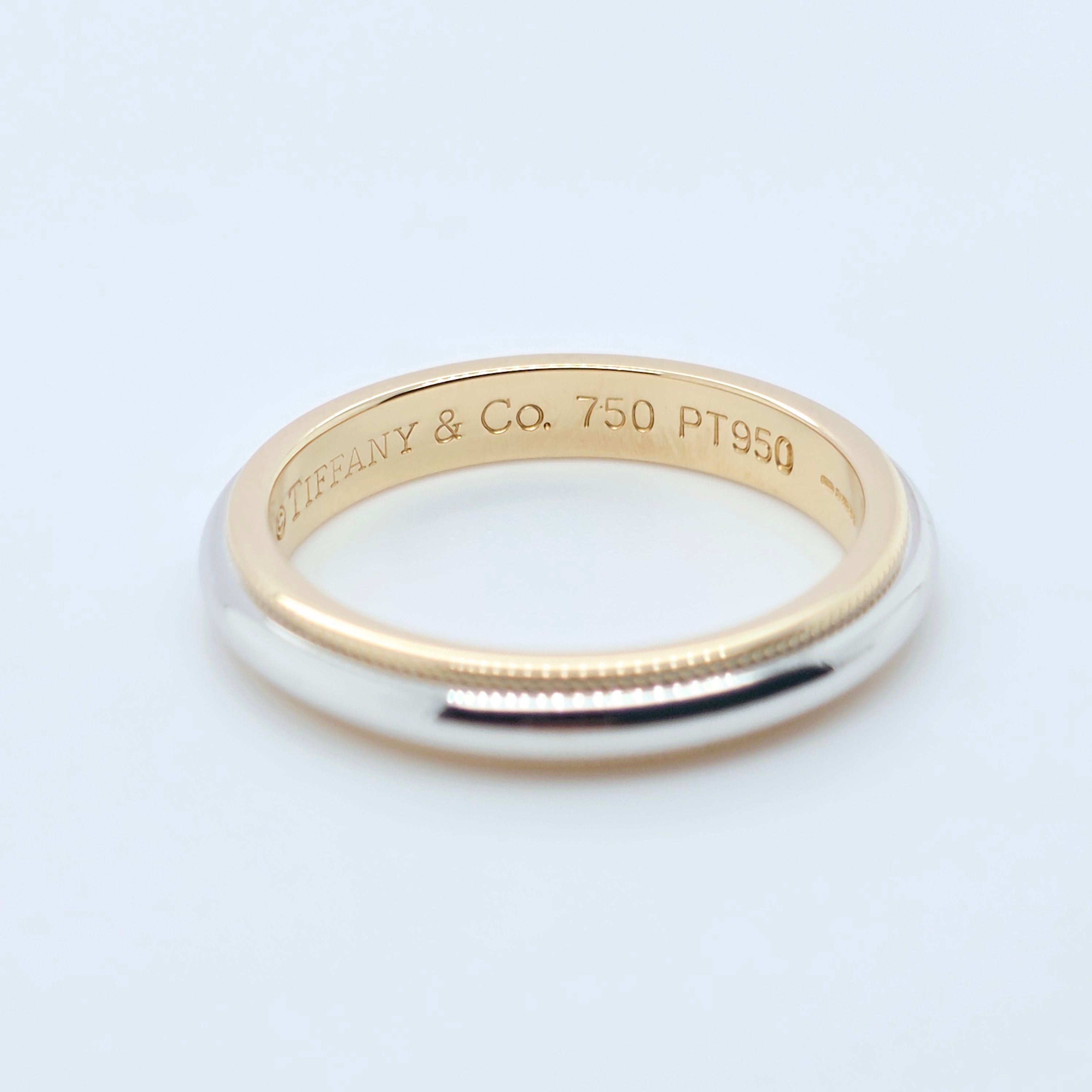 Tiffany & Co. Wedding Band, Platinum & 18ct Yellow Gold, 3.2mm Width, Size N Chloe's Jewellers
