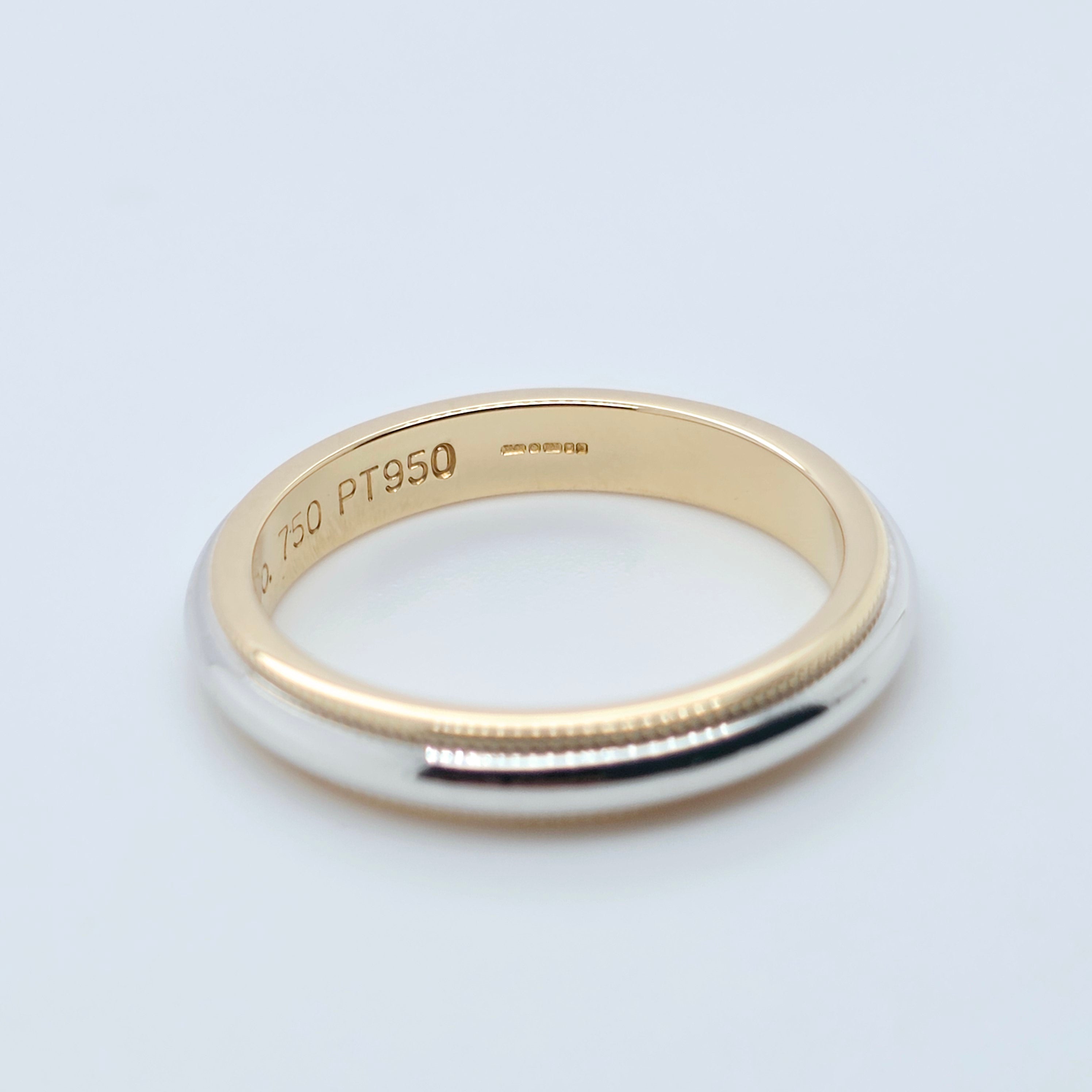 Tiffany & Co. Wedding Band, Platinum & 18ct Yellow Gold, 3.2mm Width, Size N Chloe's Jewellers
