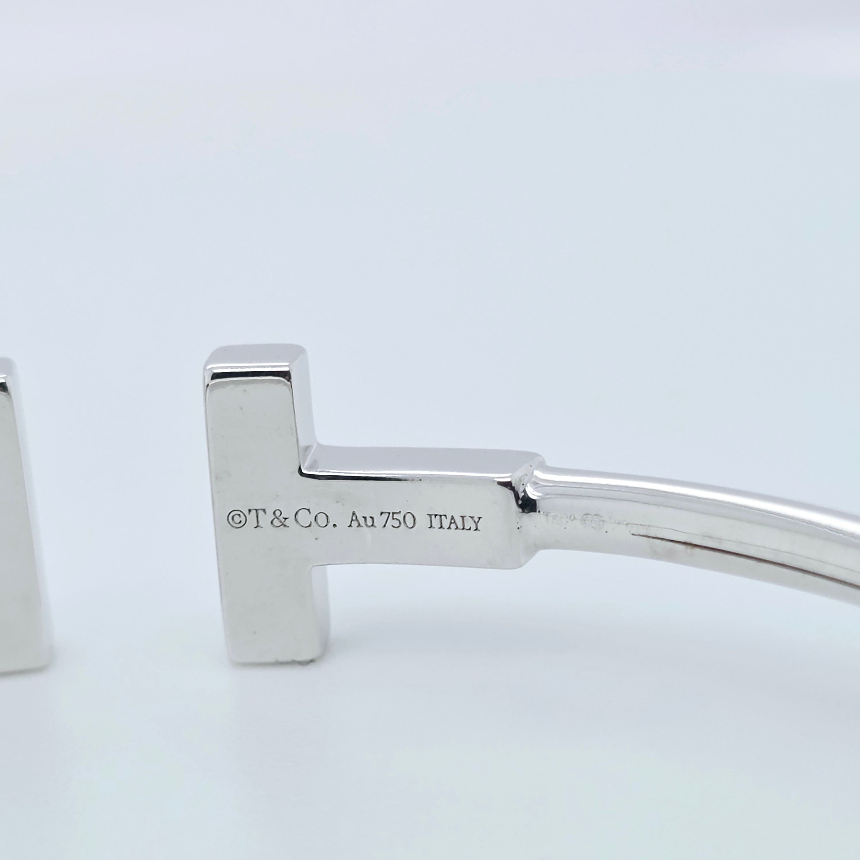 Tiffany & Co. T Wire Bracelet, 18ct White Gold, Size Medium, Box Chloe's Jewellers