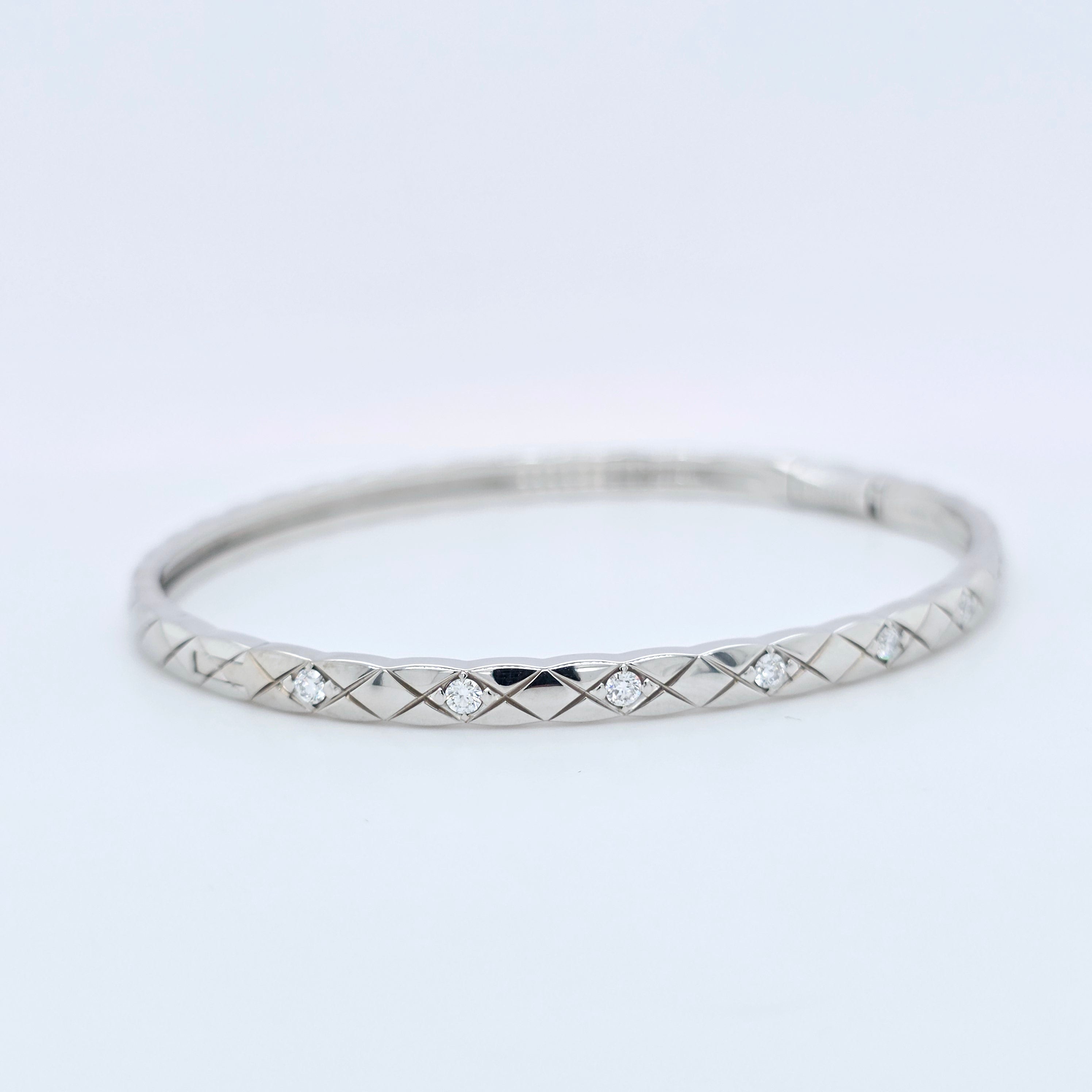 Chanel Coco Crush Bracelet, Quilted Motif,Mini Version, 18ct White Gold & Diamonds Chloe's Jewellers