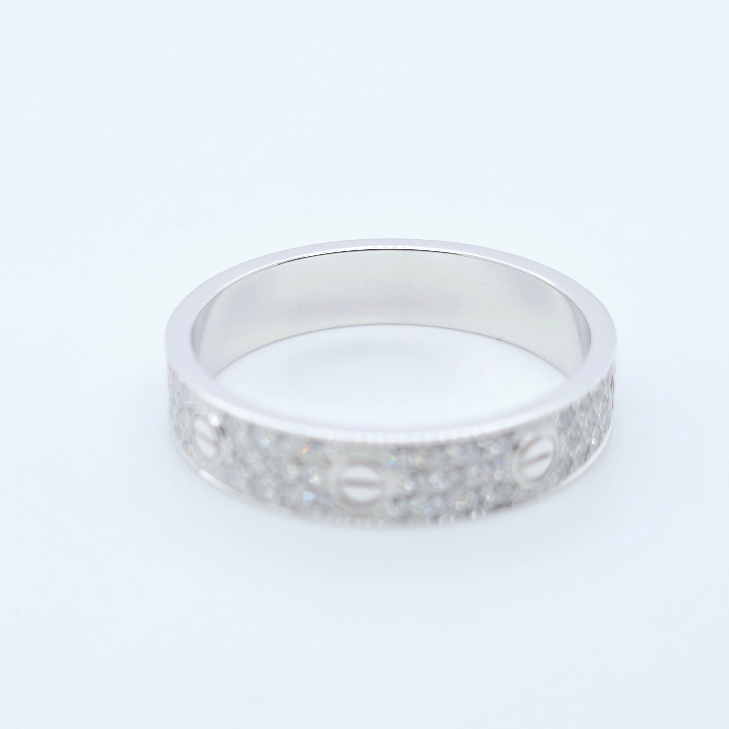 Cartier 18ct White Gold & Diamond Paved Love Band, Size 62, Box & Papers Chloe's Jewellers