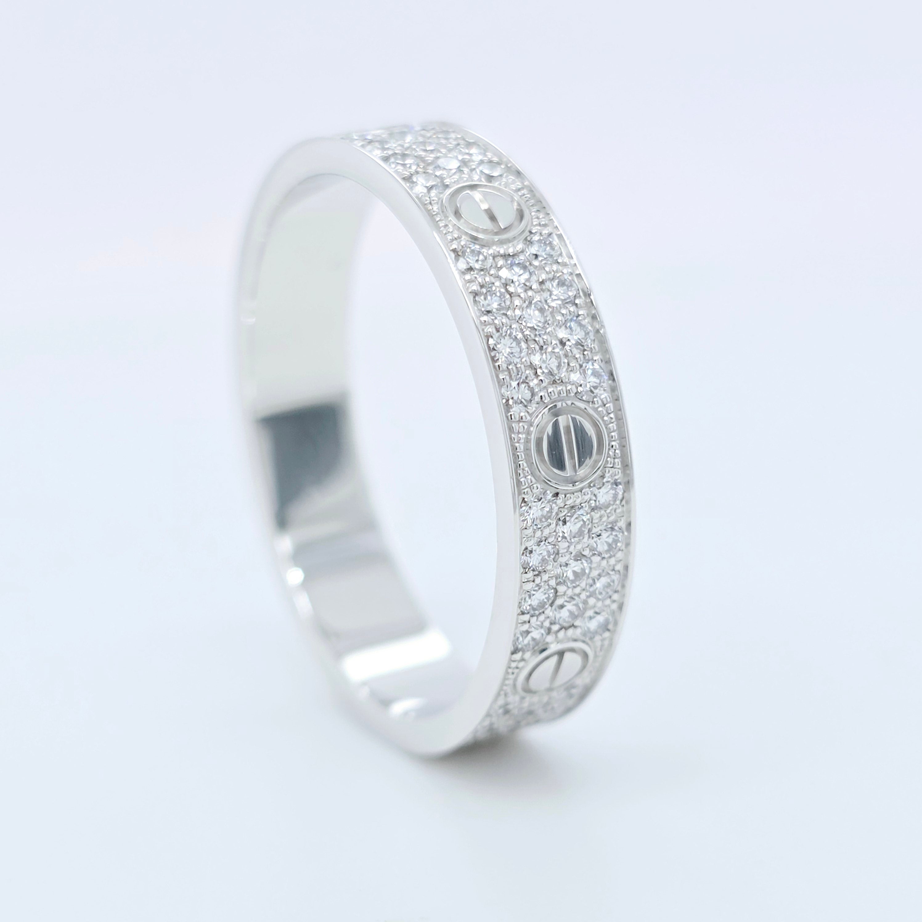 Cartier 18ct White Gold & Diamond Paved Love Band, Size 62, Box & Papers Chloe's Jewellers