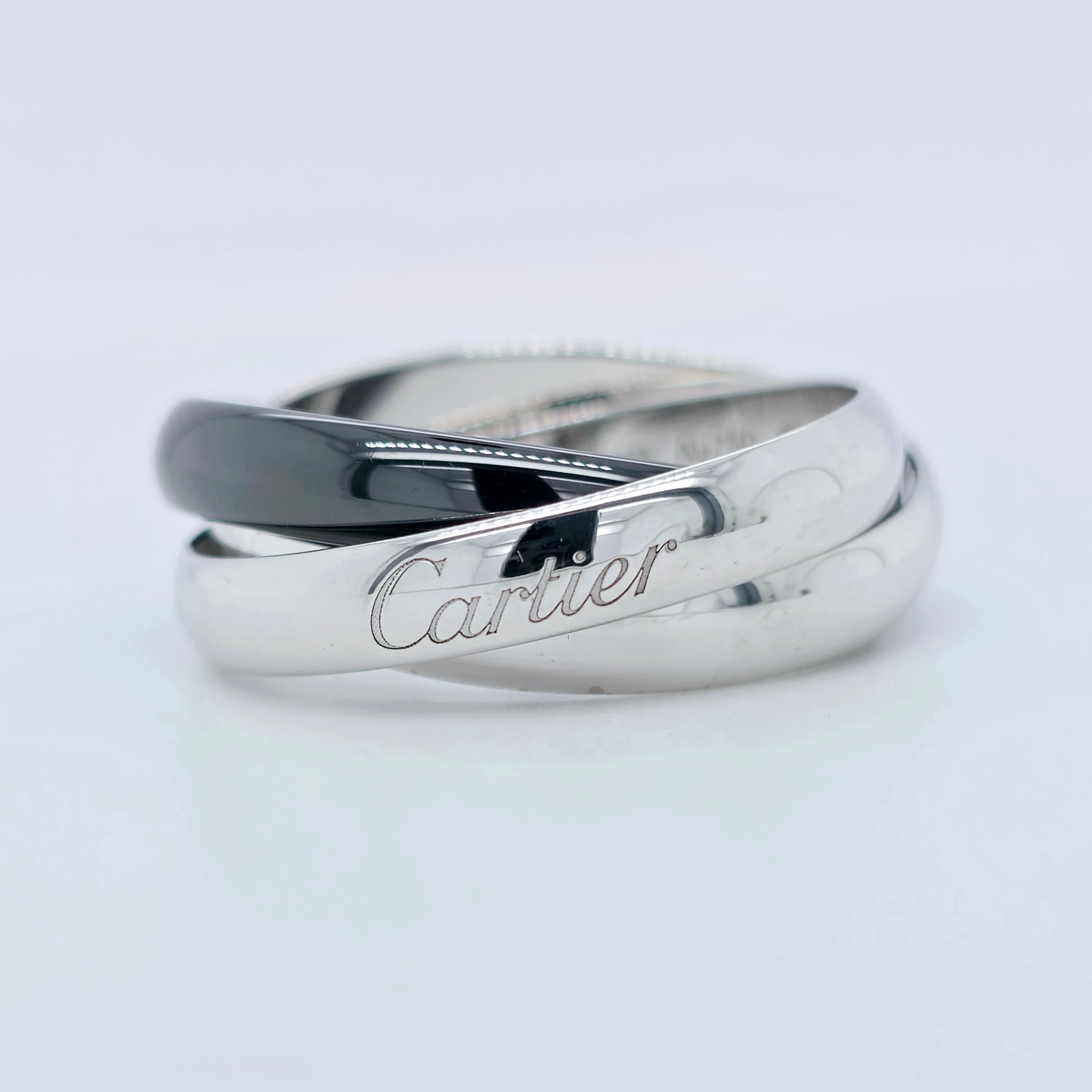 Cartier Trinity Ring , 18ct White Gold & Black Ceramic, Medium Model, Size 57 Chloe's Jewellers
