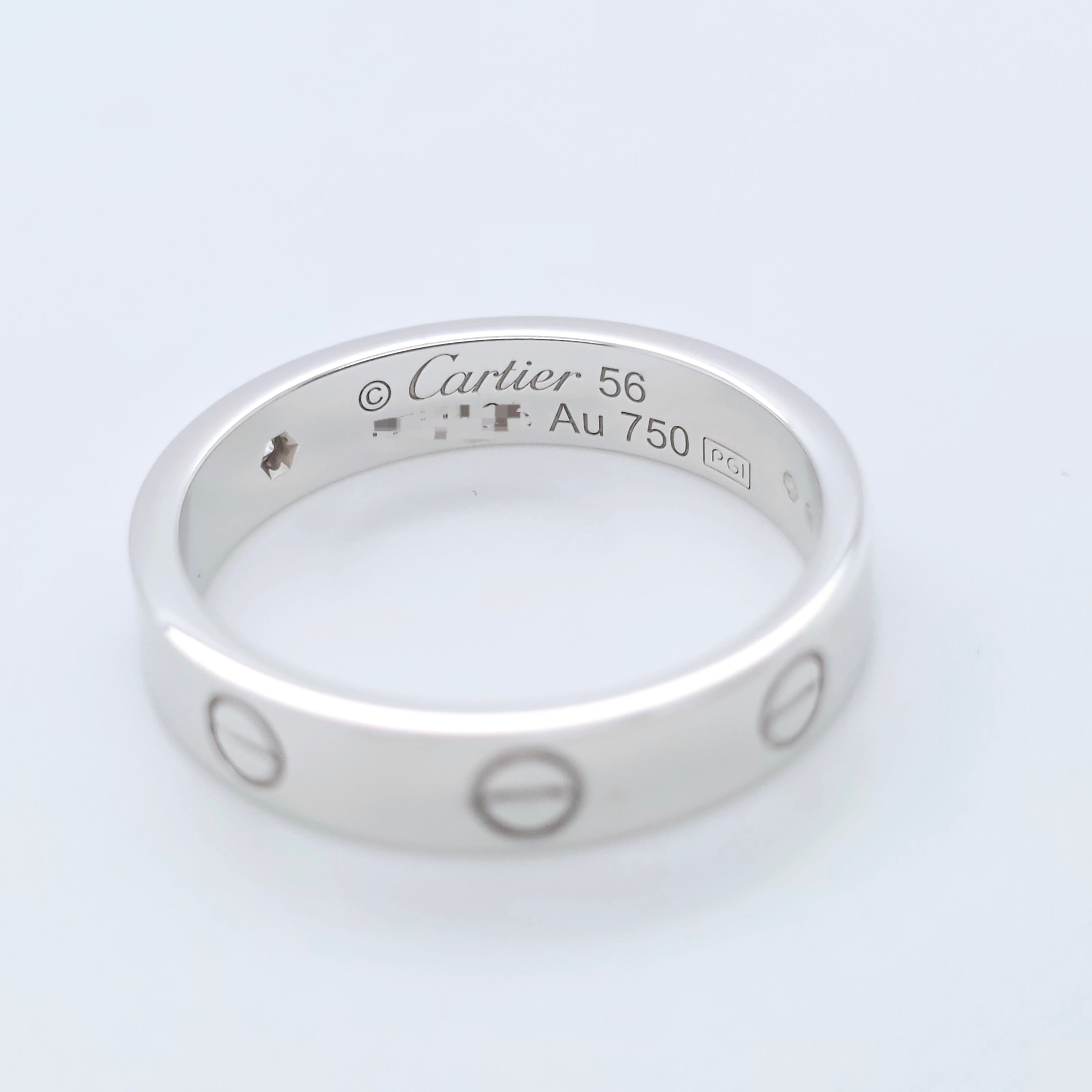Cartier Love Ring,Small Model, 1 Diamond,18ct White Gold, Size 56/P, 2023 Papers Chloe's Jewellers