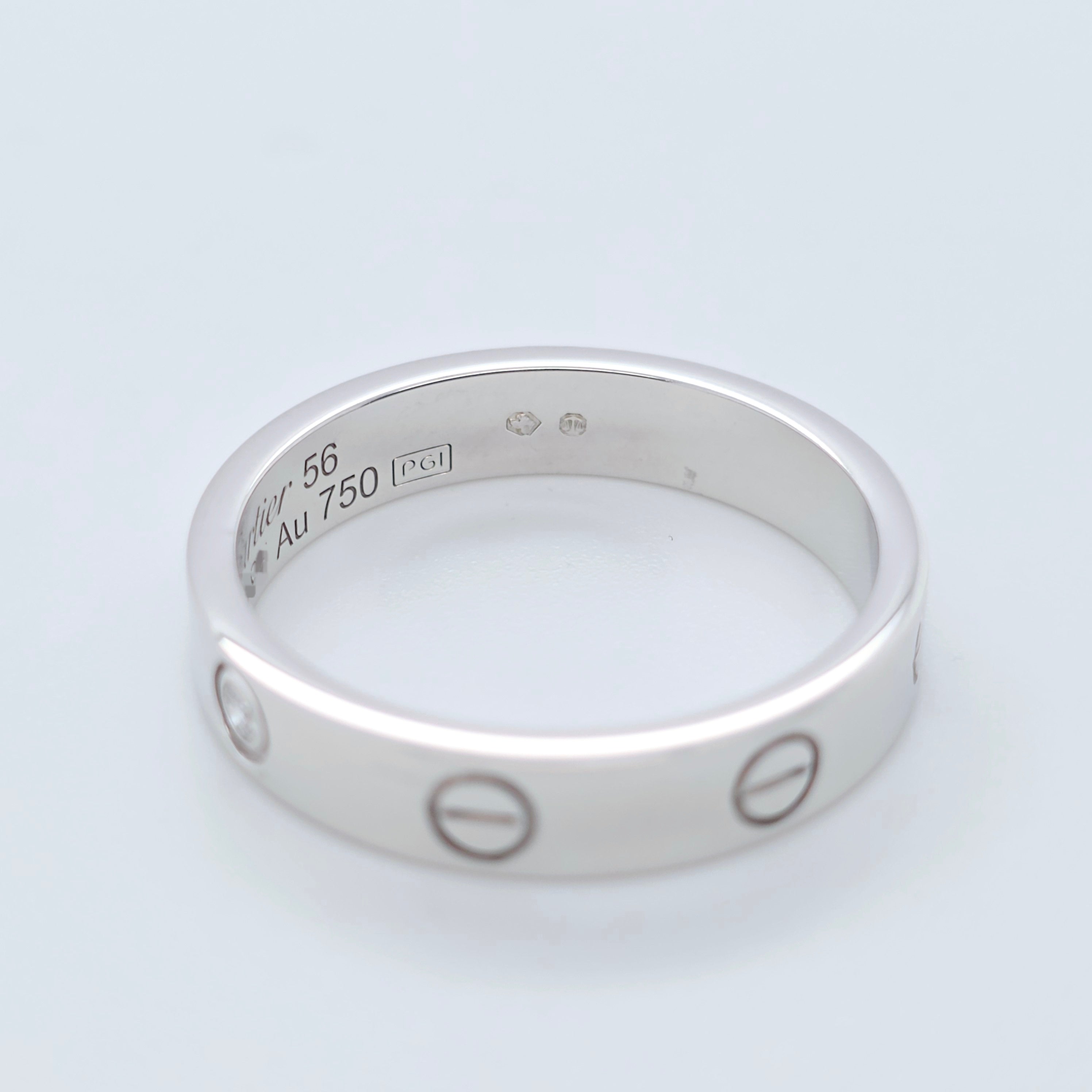 Cartier Love Ring,Small Model, 1 Diamond,18ct White Gold, Size 56/P, 2023 Papers