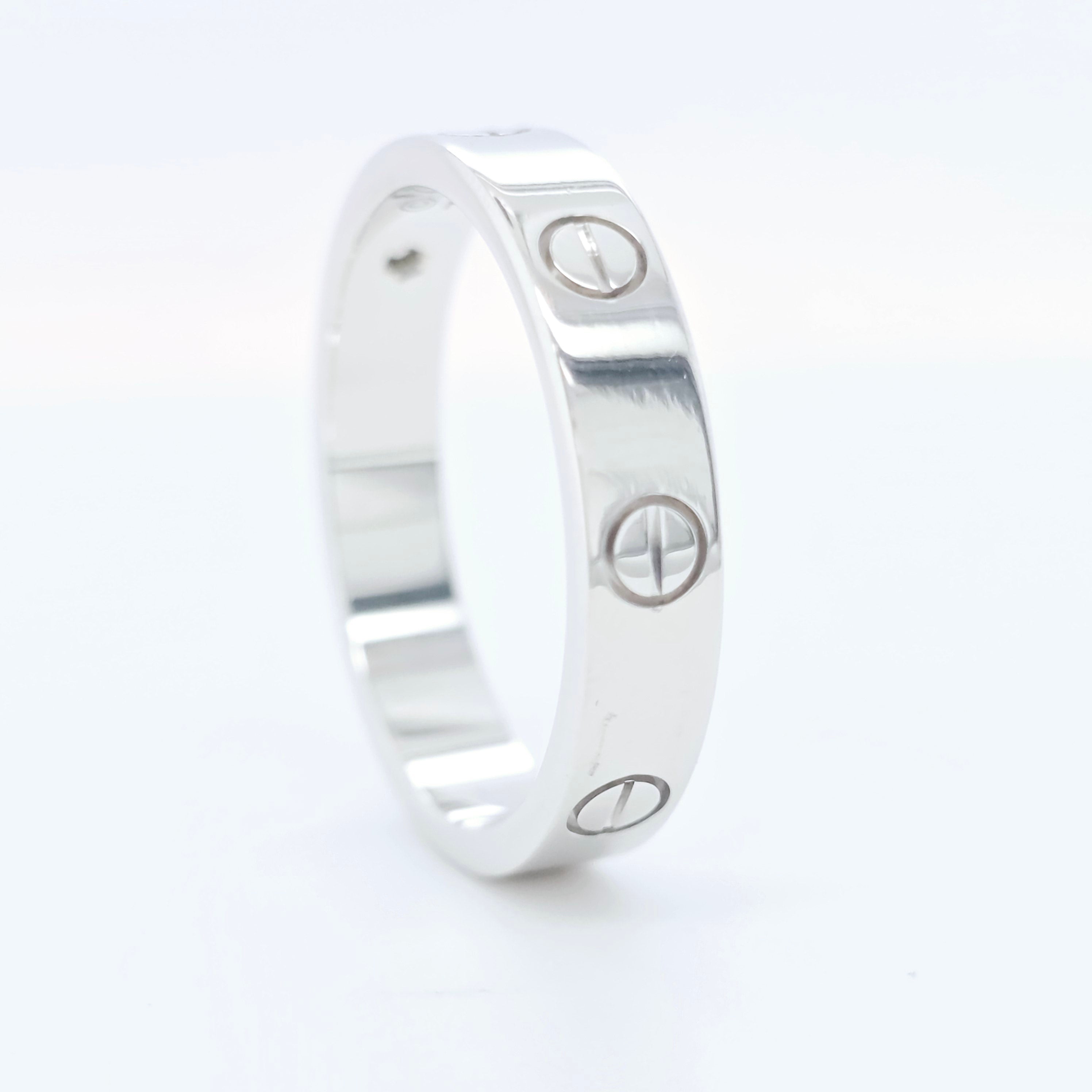 Cartier Love Ring,Small Model, 1 Diamond,18ct White Gold, Size 56/P, 2023 Papers