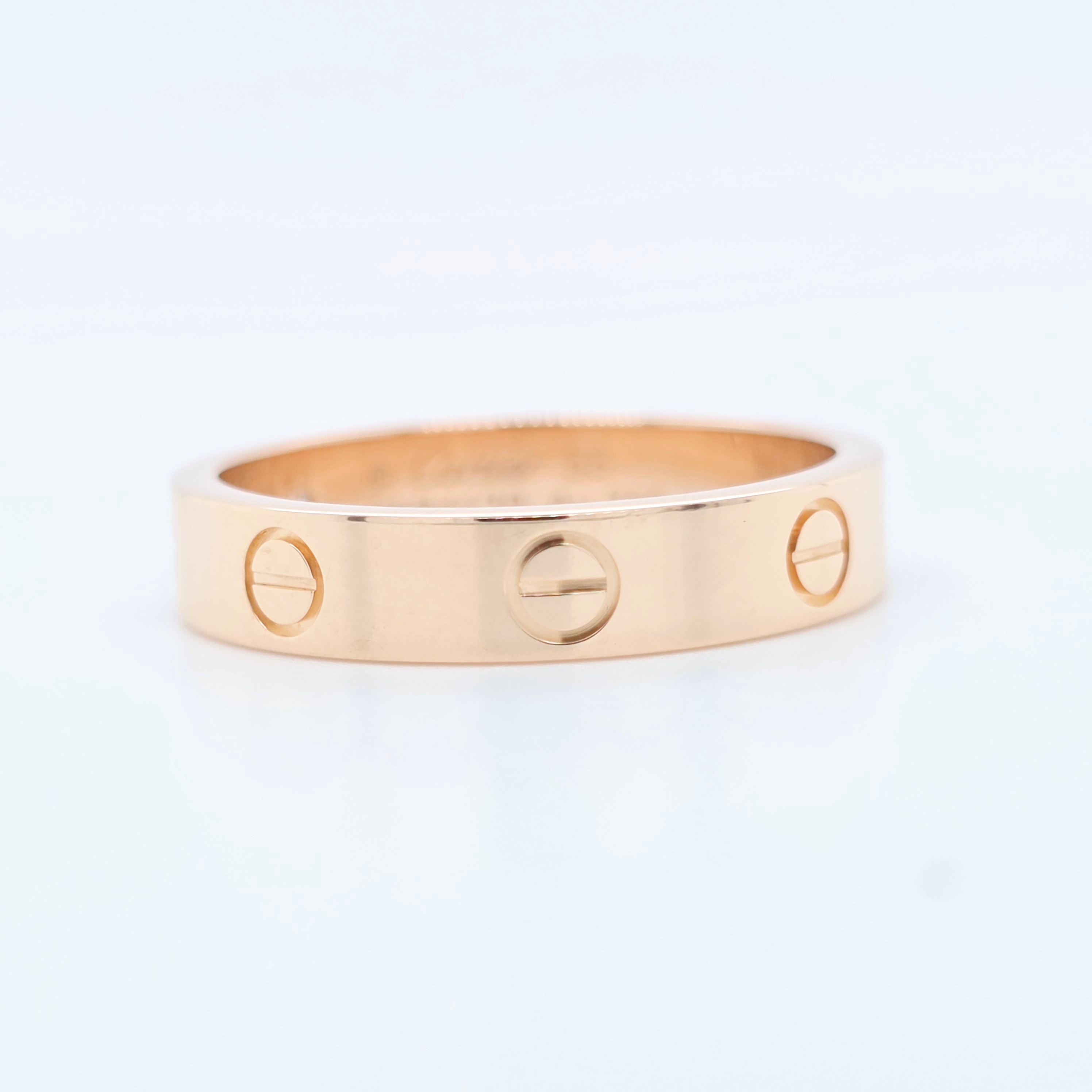 Cartier Love Ring,Small Model, 1 Diamond,18ct Rose Gold, Size 55/O, 2023 Papers