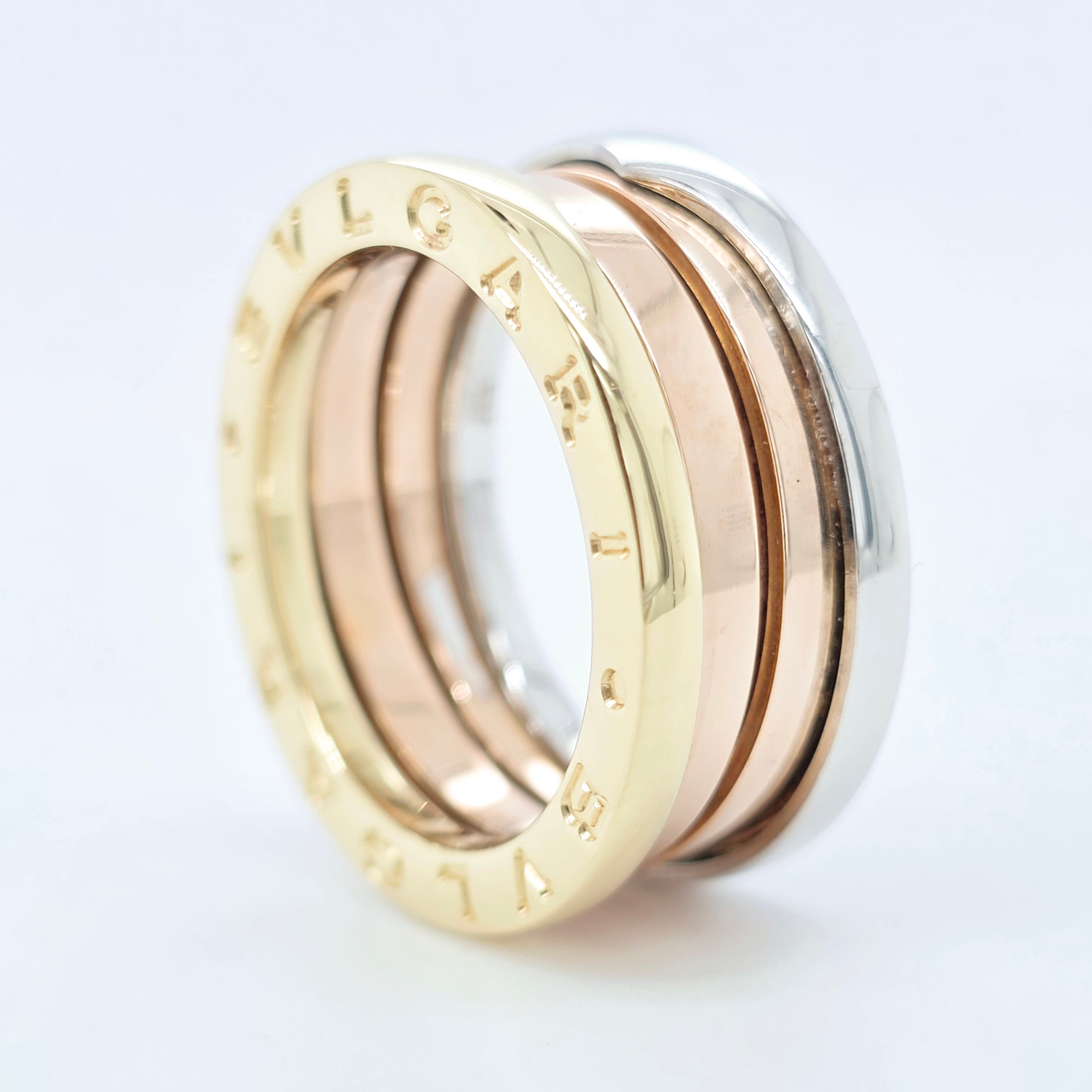 Bvlgari B.zero1 Three Band Ring, 18ct Rose, White & Yellow Gold, Size 52/L1/2 Chloe's Jewellers