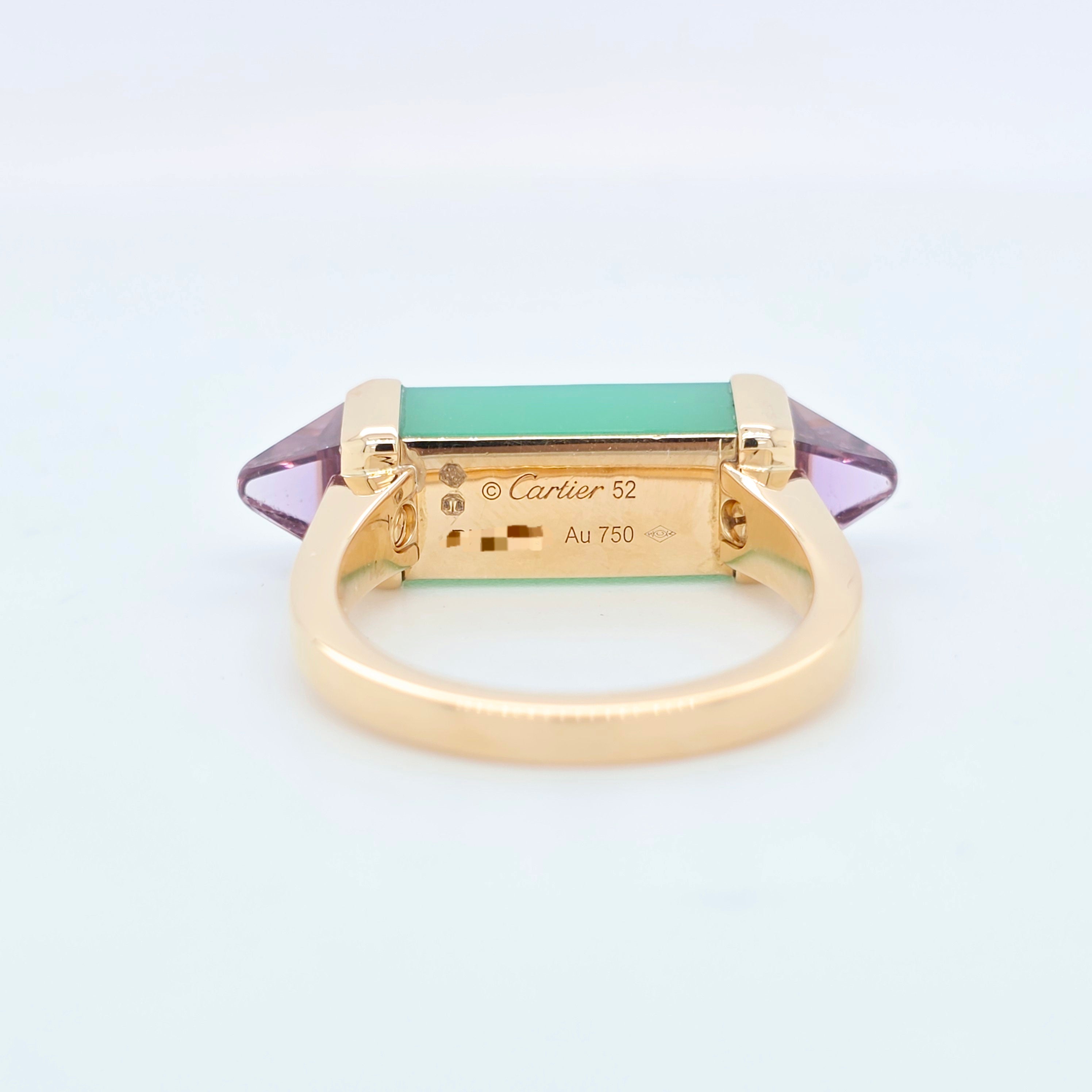 Cartier Amethyst & Chrysoprase Les Berlingots de Cartier Ring, 18ct Rose Gold,52 Chloe's Jewellers