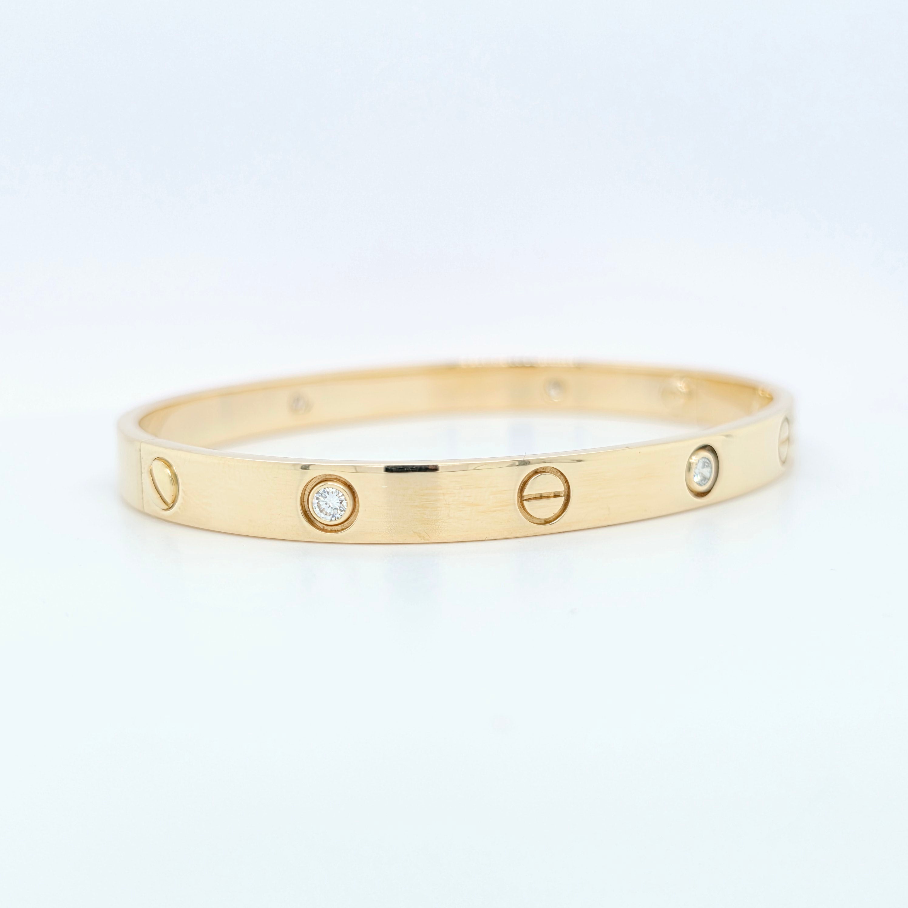 Cartier Love Bracelet, Classic Model, 6 Diamonds, 18ct Yellow Gold, Size 19, Box Chloe's Jewellers