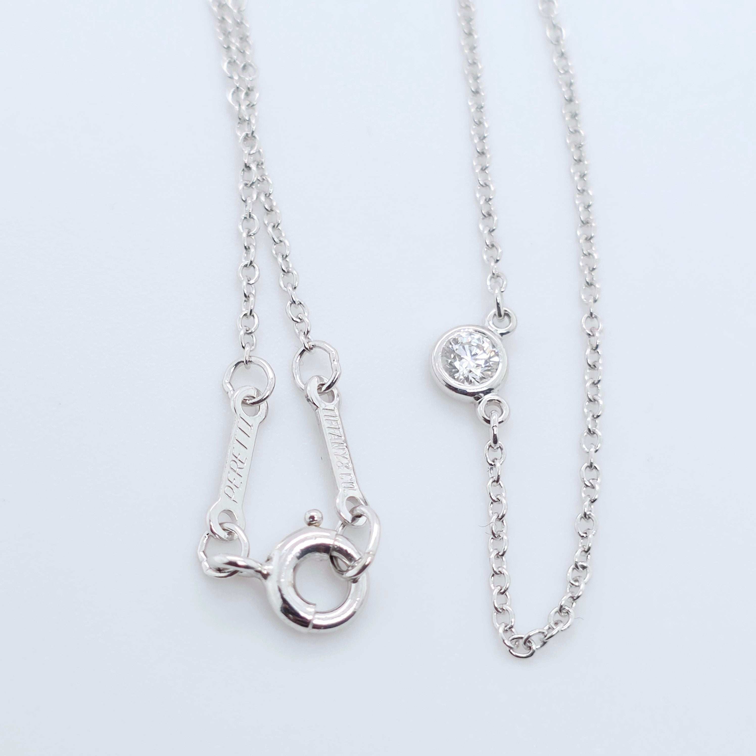 Tiffany & Co. Elsa Peretti Single Diamond By The Yard Pendant, 0.08ct, Platinum Chloe's Jewellers