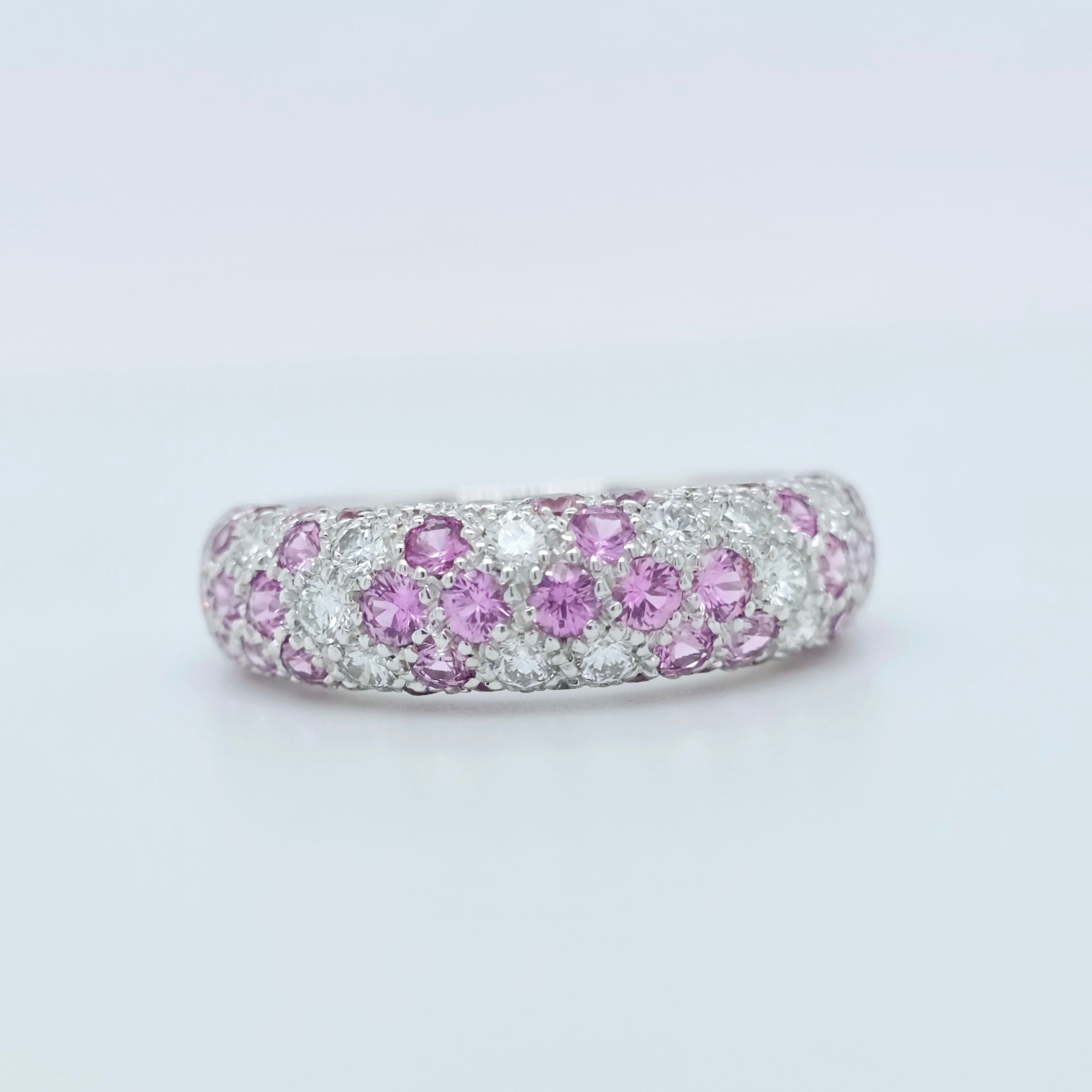Pre-Owned Etincelle De Cartier Ring – 18k White Gold, Round Brilliant Cut Diamonds & Pink Sapphire Chloe's Jewellers