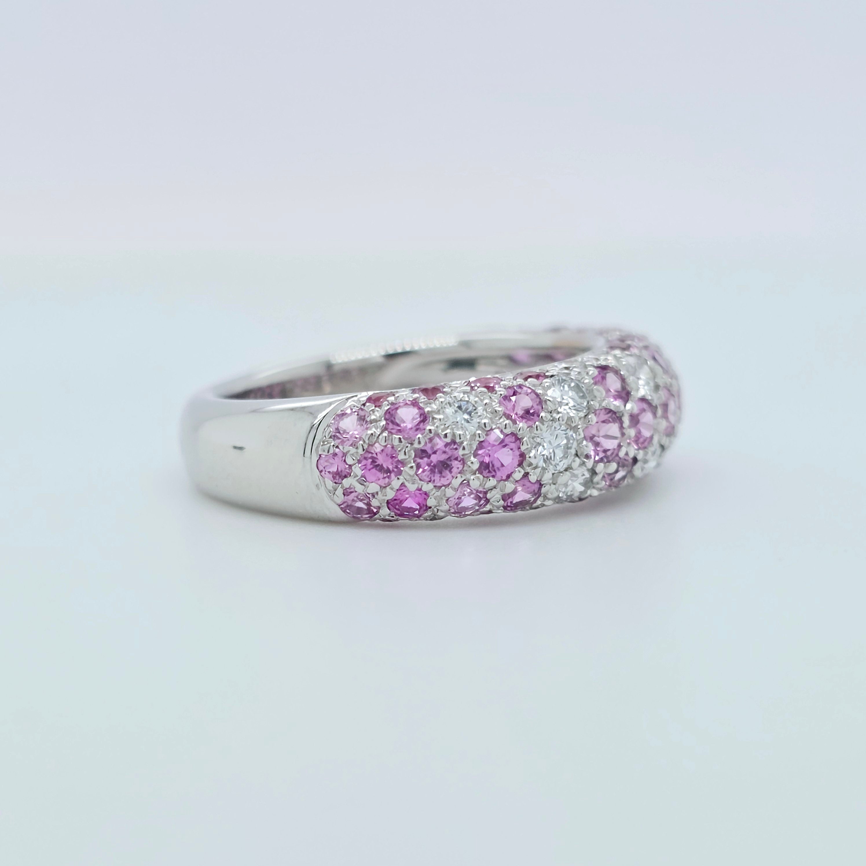 Pre-Owned Etincelle De Cartier Ring – 18k White Gold, Round Brilliant Cut Diamonds & Pink Sapphire Chloe's Jewellers