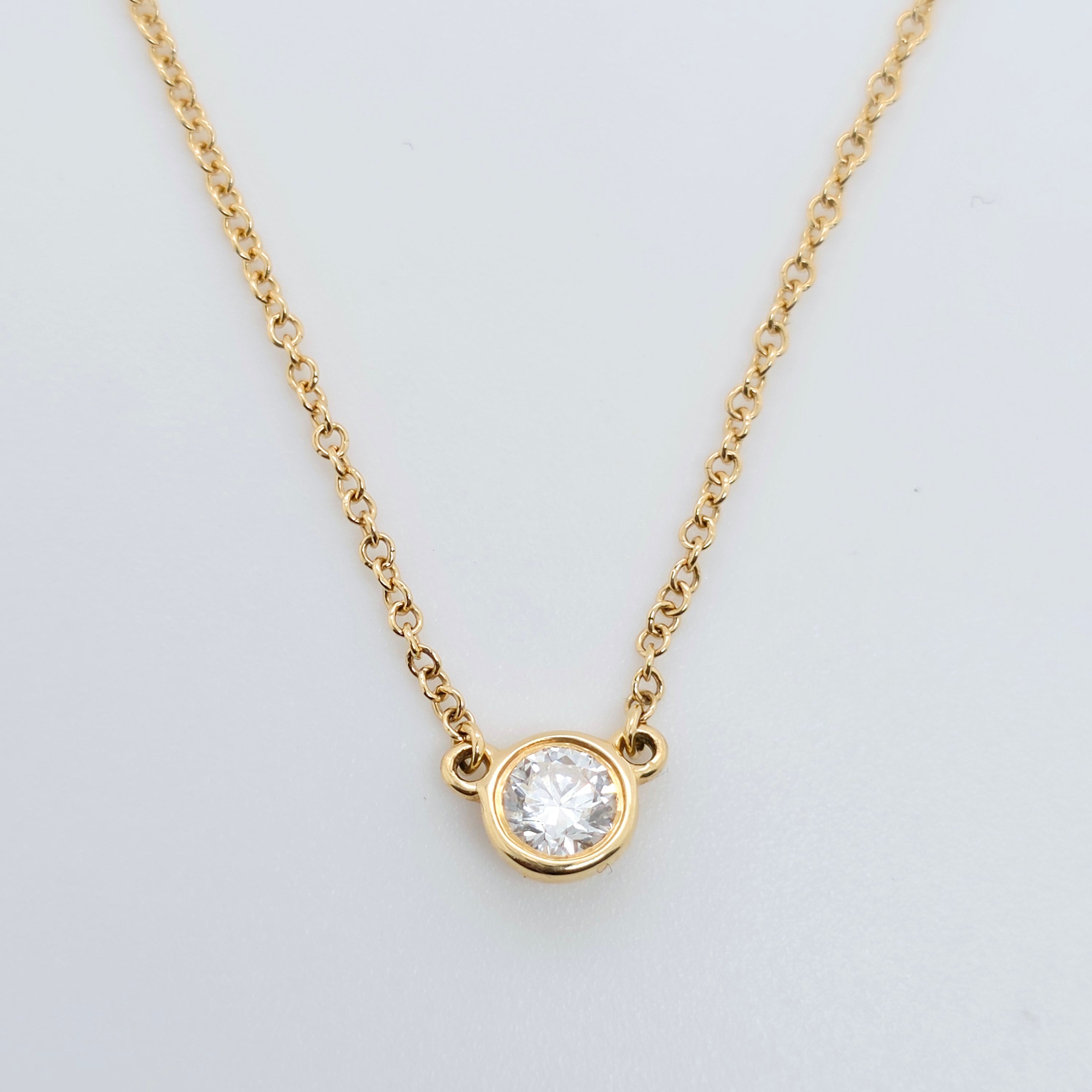 Tiffany & Co. Elsa Peretti Single Diamond By The Yard Pendant, 0.17ct, 18ct YG Chloe's Jewellers