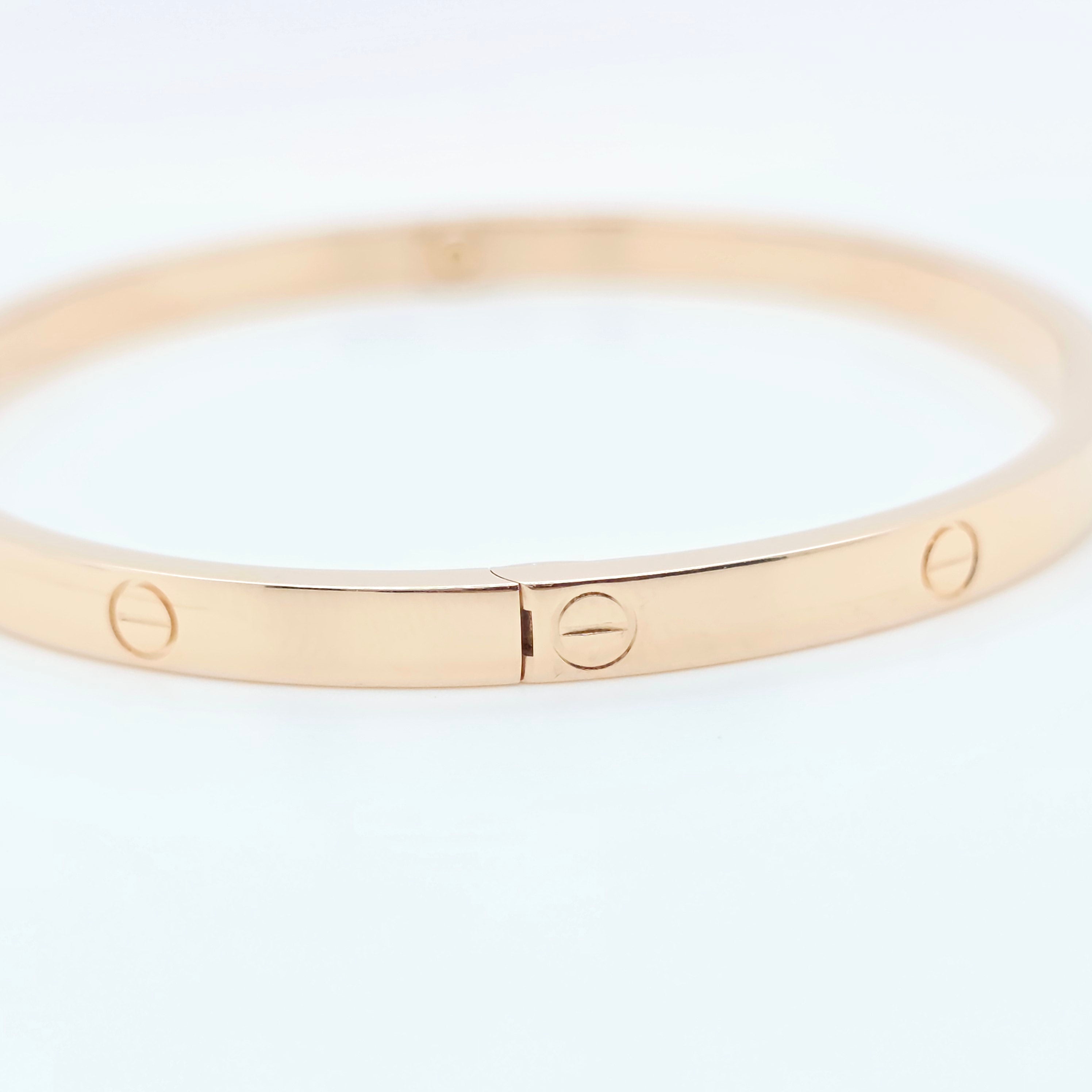 Cartier Love Bracelet, Small Model,, 18ct Rose Gold, Size 17, Cartier Pouch Chloe's Jewellers