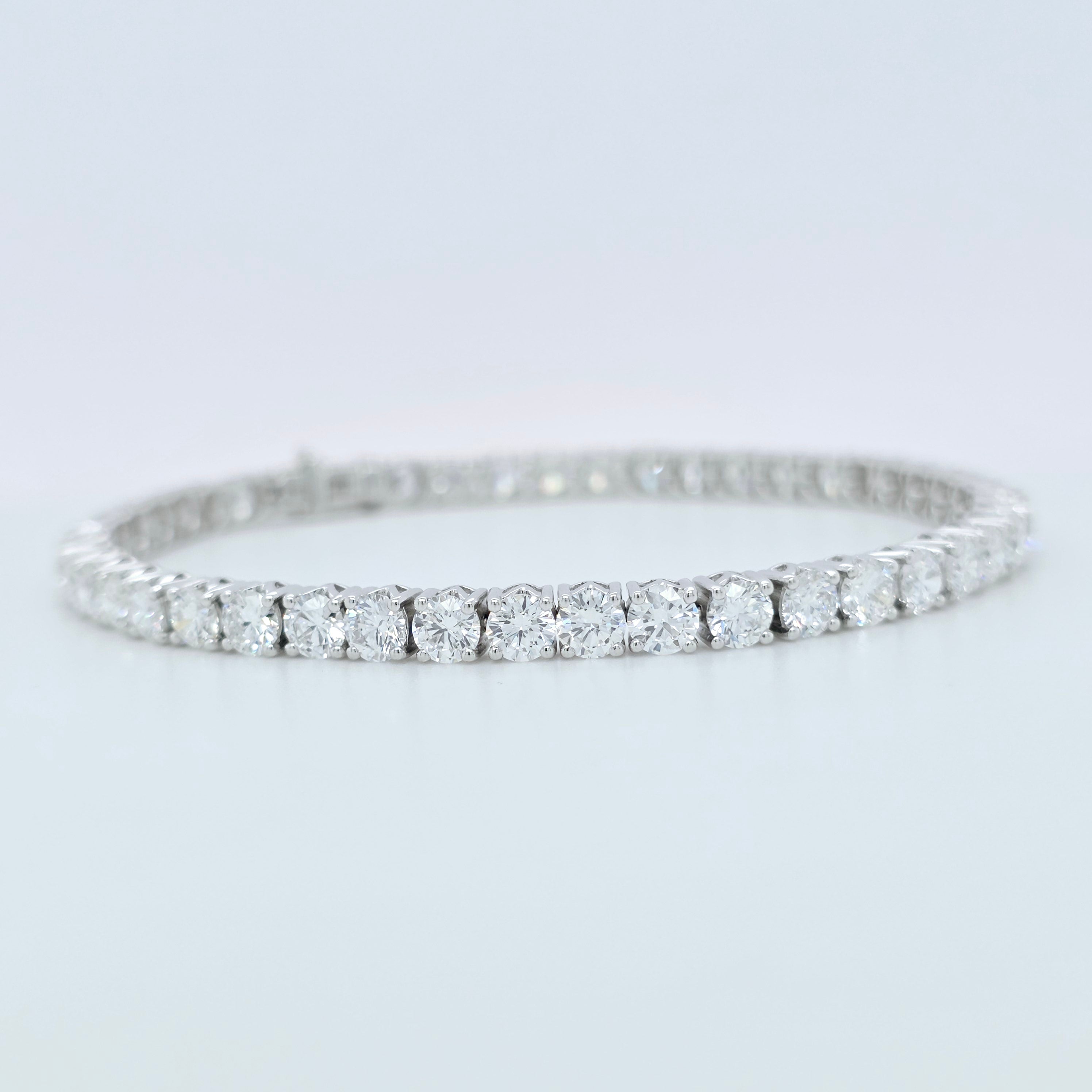 Boodles Diamond Tennis Bracelet, Round Diamonds, 10.40ct, Platinum, 7.25 Inches Chloe's Jewellers