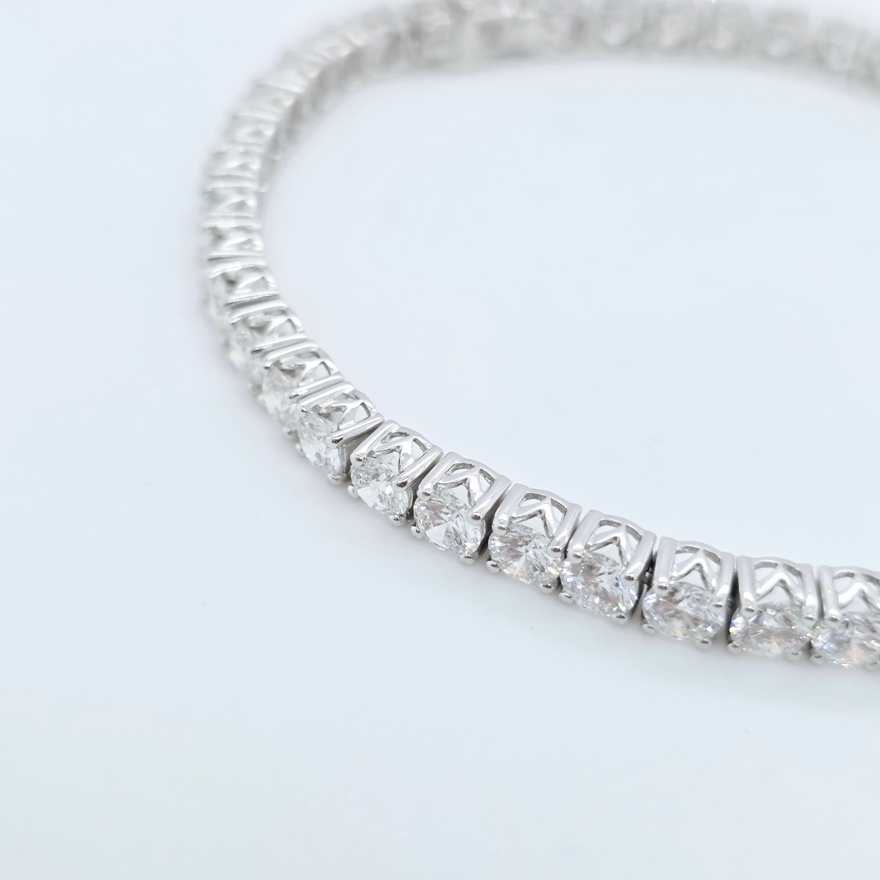 Boodles Diamond Tennis Bracelet, Round Diamonds, 10.40ct, Platinum, 7.25 Inches Chloe's Jewellers