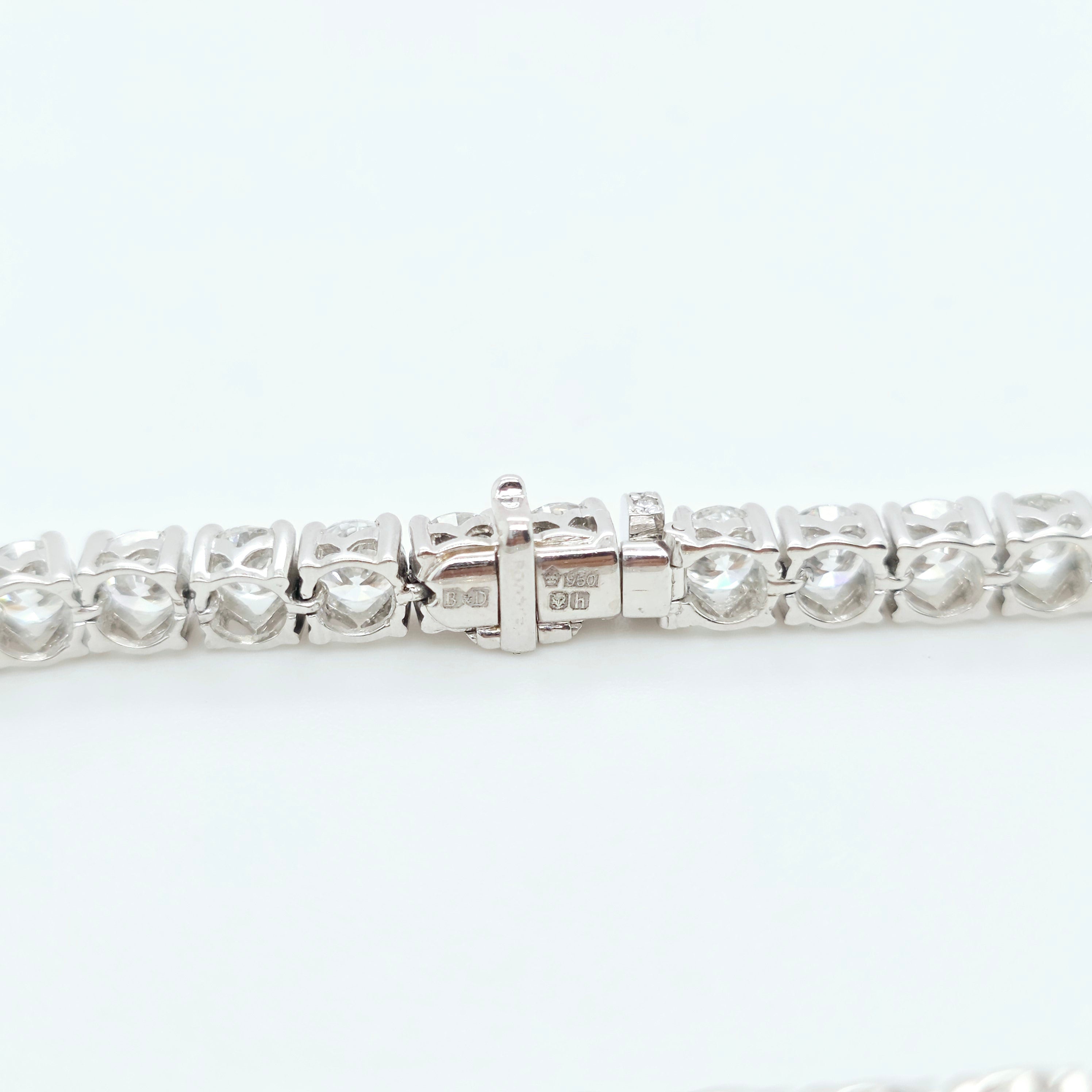 Boodles Diamond Tennis Bracelet, Round Diamonds, 10.40ct, Platinum, 7.25 Inches Chloe's Jewellers
