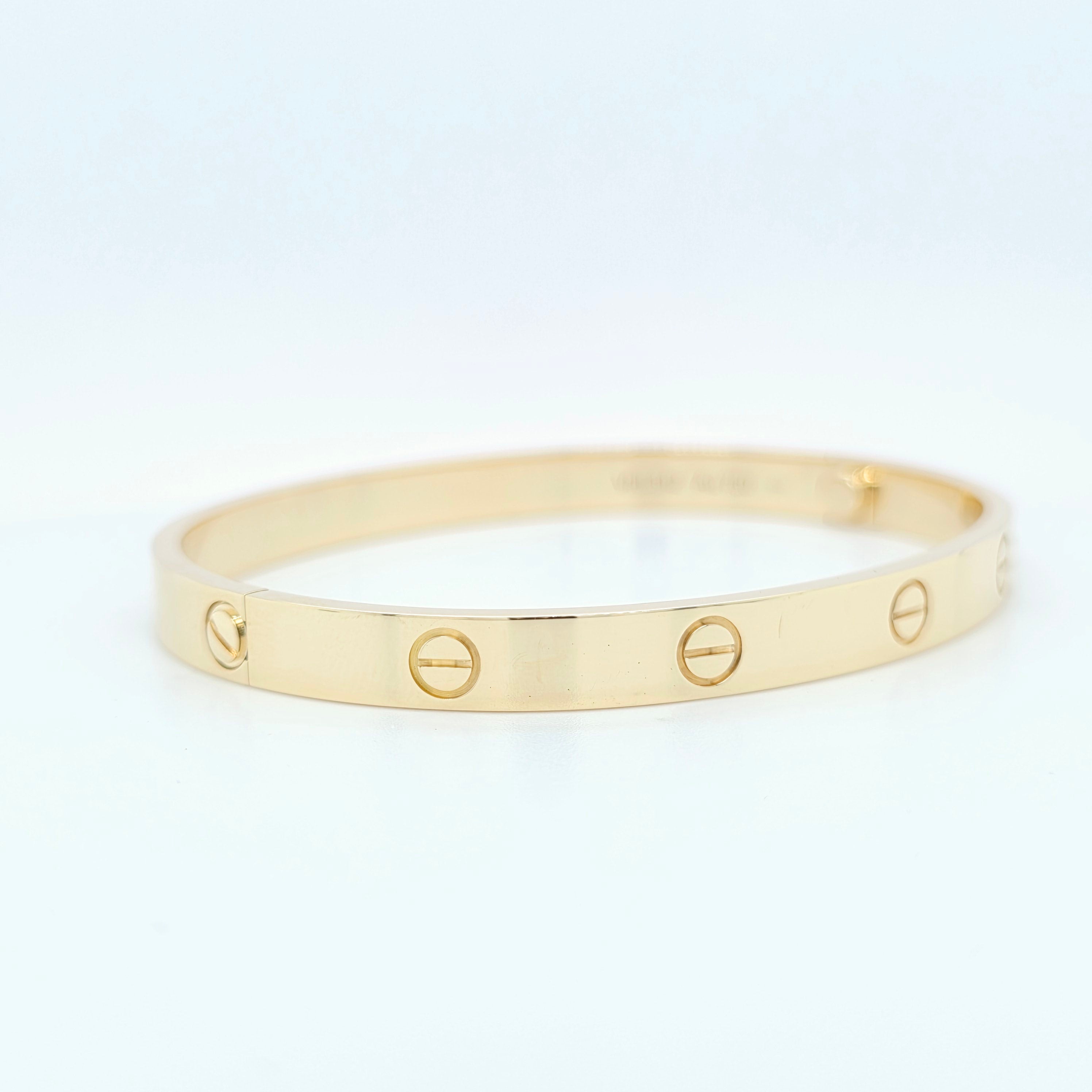Cartier Love Bracelet, Classic Model, 18ct Yellow Gold, Size 19, Box & 2024 Papers Chloe's Jewellers