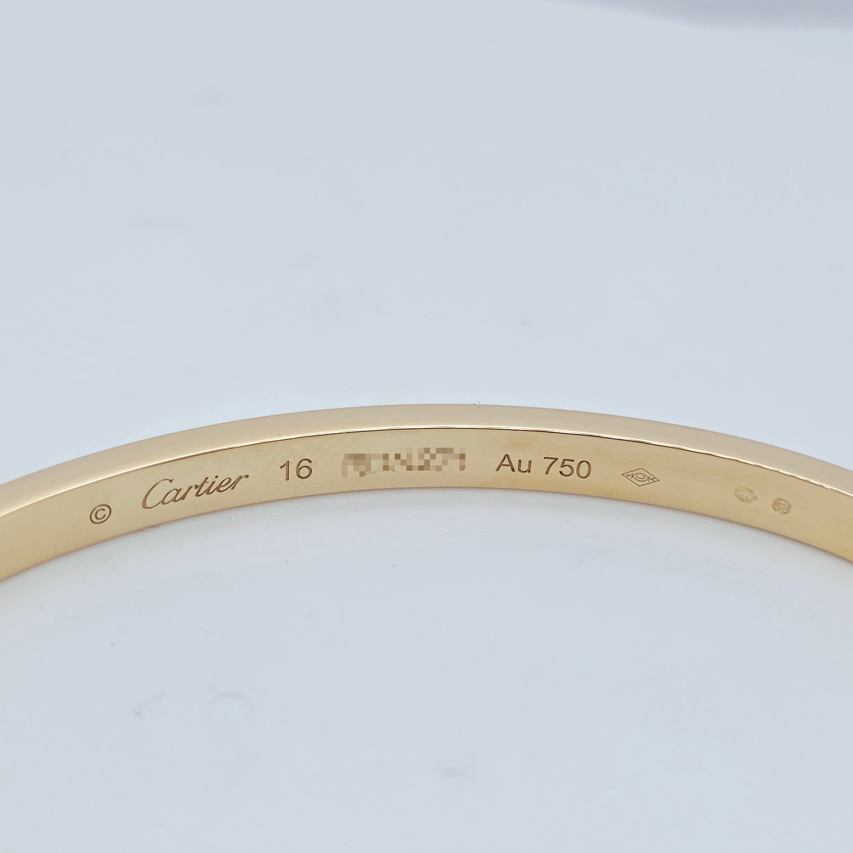 Cartier Love Bracelet, Small Model, 18ct Yellow Gold, Size 16, Cartier Box
