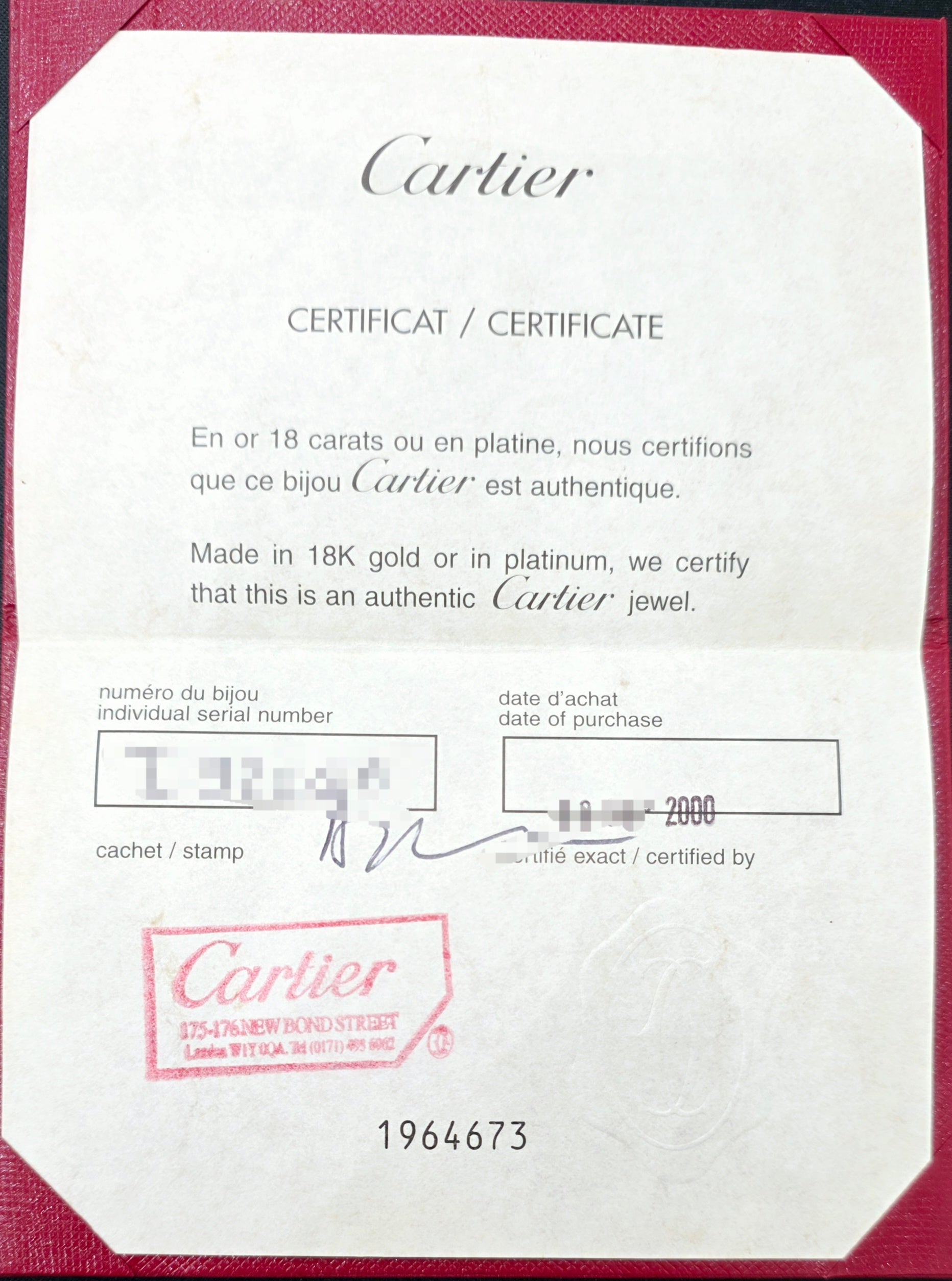 Cartier Love Bracelet, Classic Model, 18ct White Gold, Size 16, Cert & Pouch