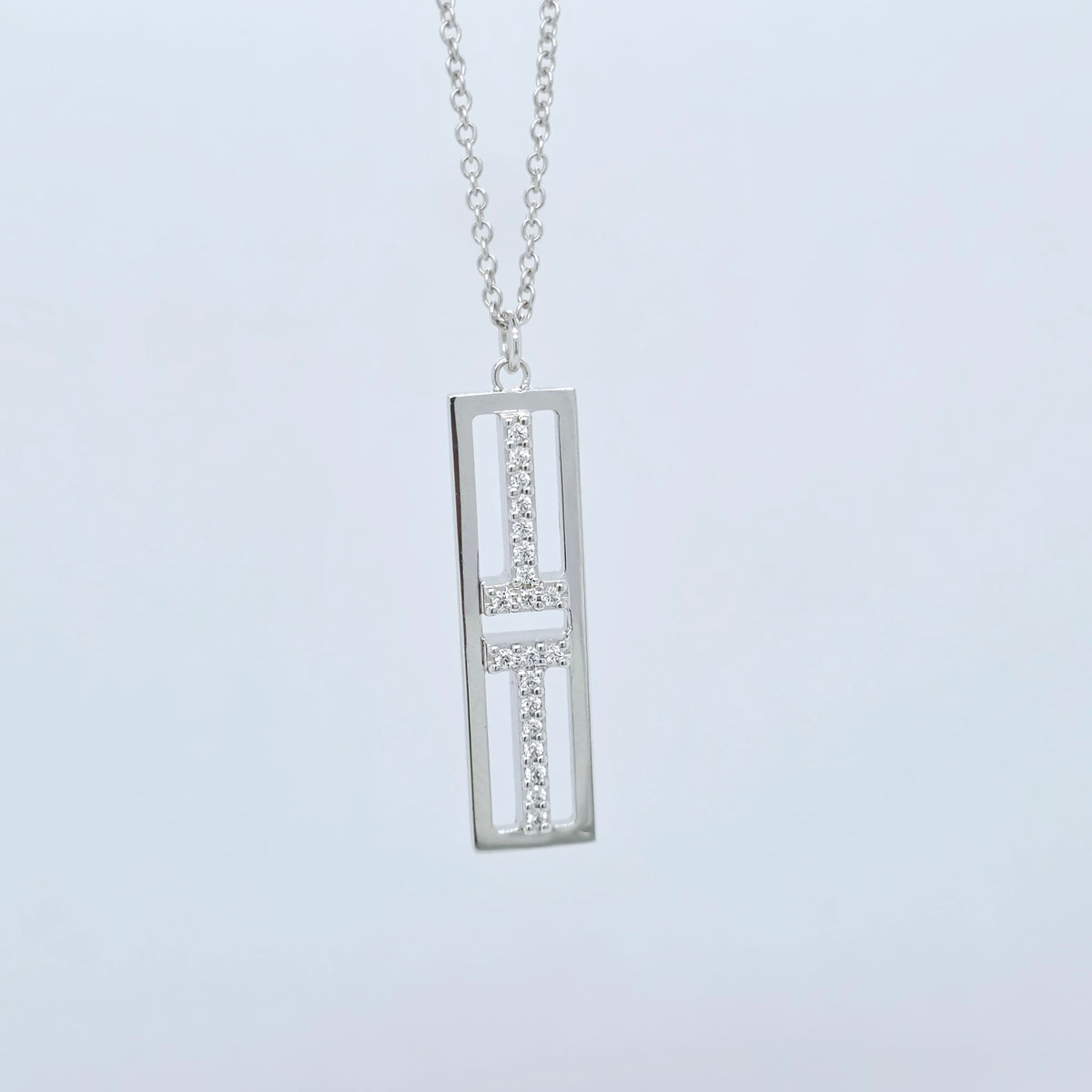 Tiffany & Co. White Gold Diamond T Pendant, 18ct White Gold, 16 Inches