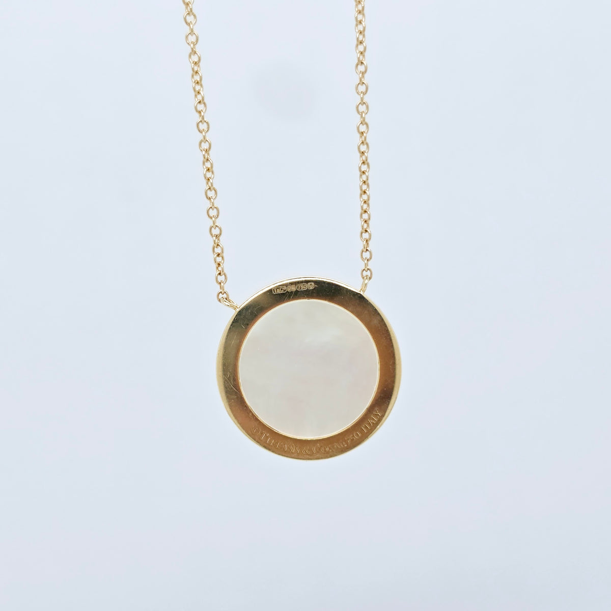 Tiffany T Mother-of-pearl Diamond Pendant Necklace, 18ct Yellow Gold, Medium