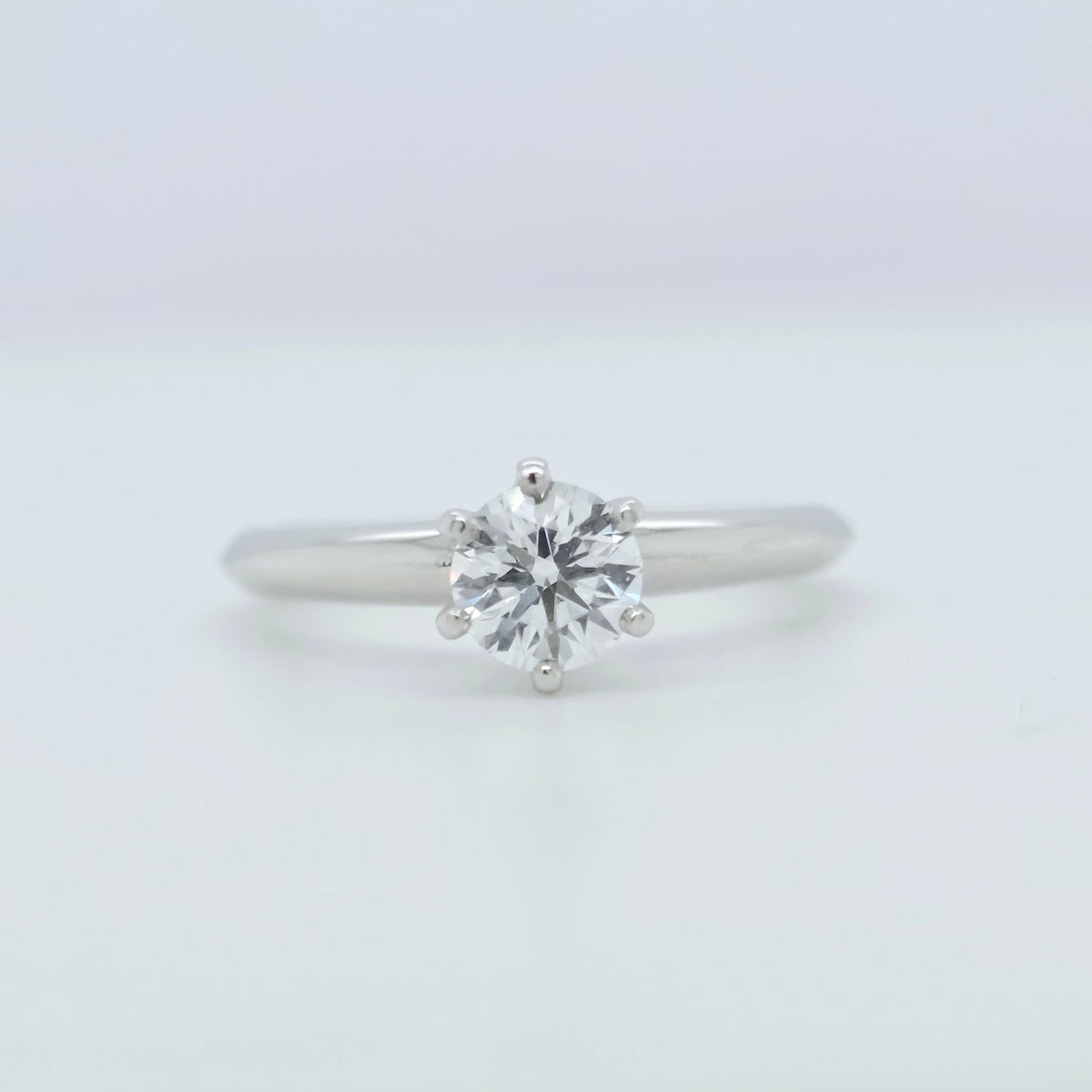 Tiffany & Co. Round Brilliant Cut Diamond Ring in Platinum 0.42ct, Size H - 46
