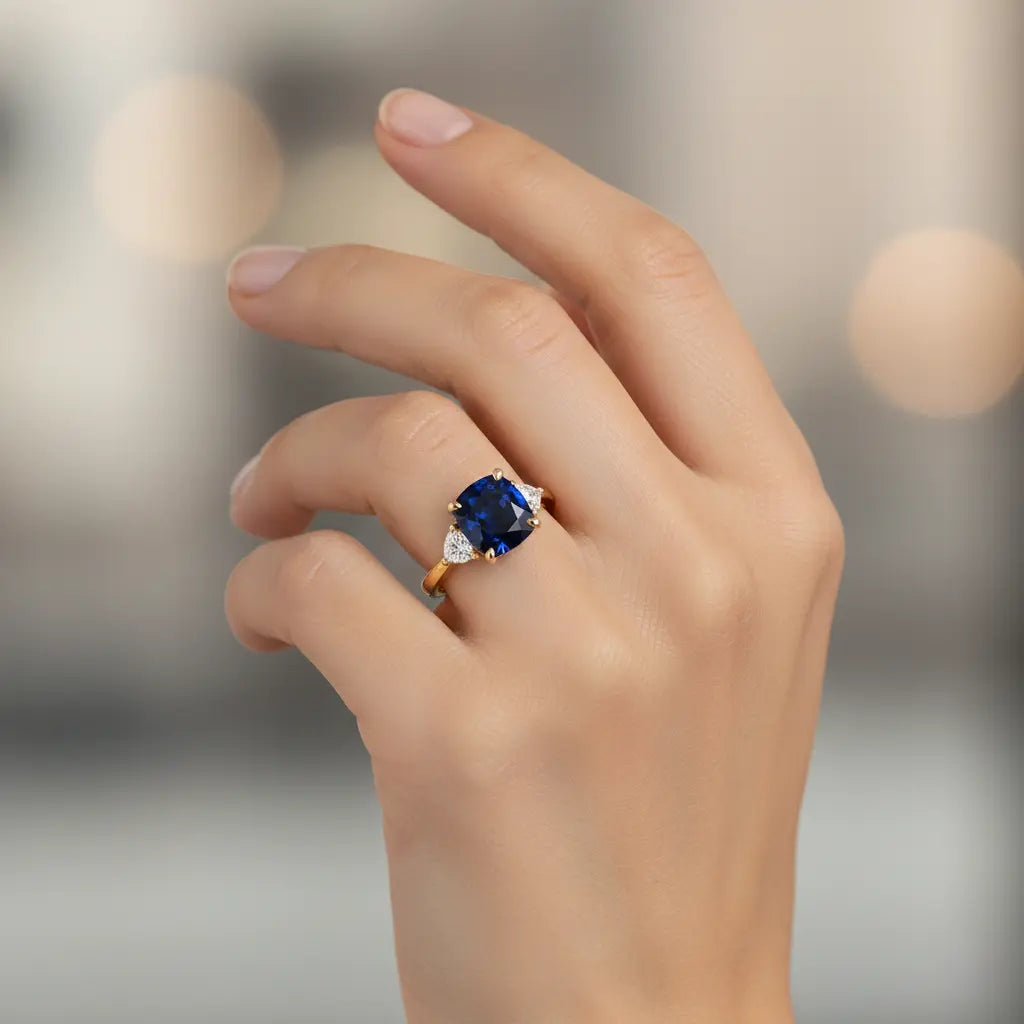 3.37ct Sapphire and Diamond Trilogy Ring Chloe's Jewellers