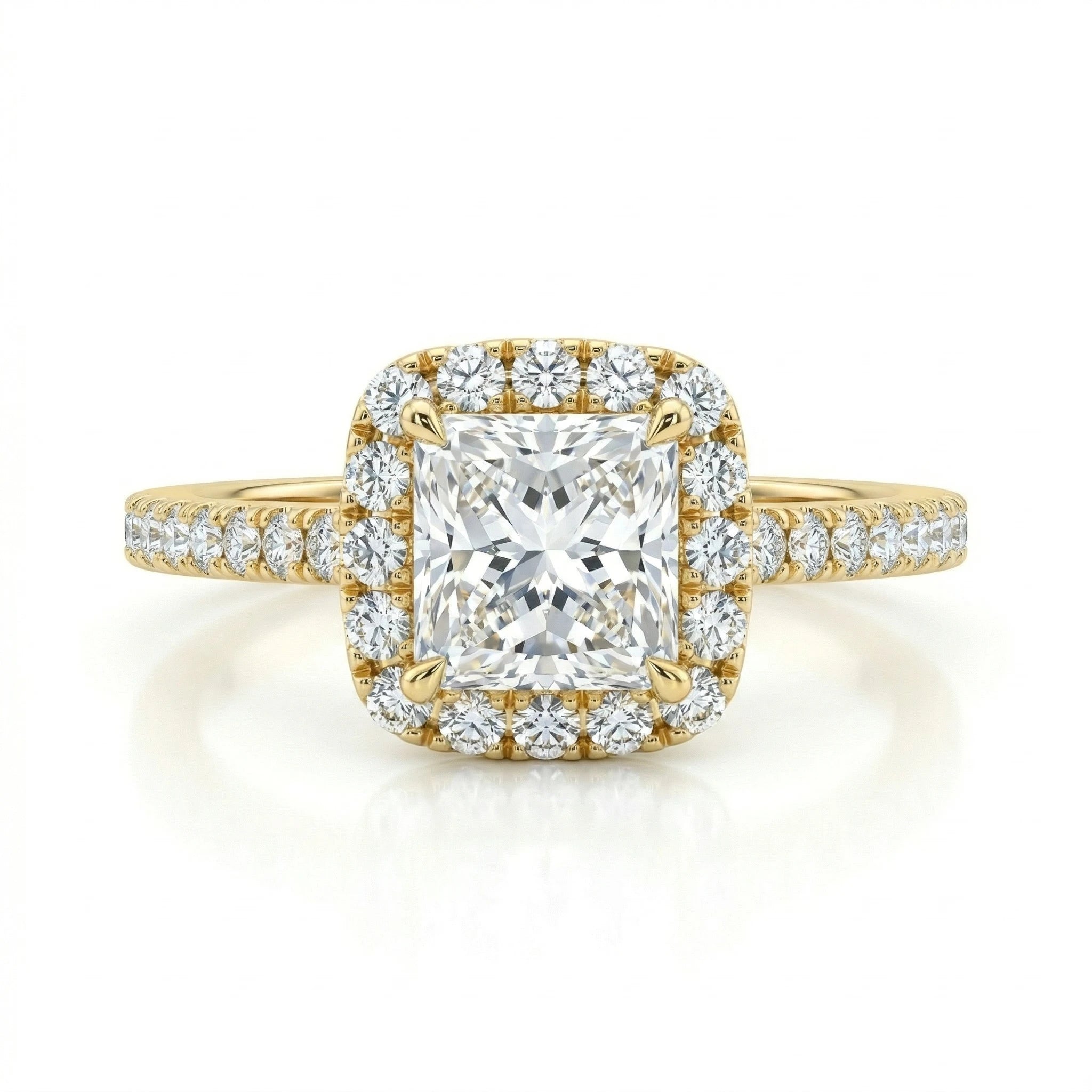 0.73ct GIA Natural Princess Cut Halo Set Engagement Ring Chloe's Jewellers