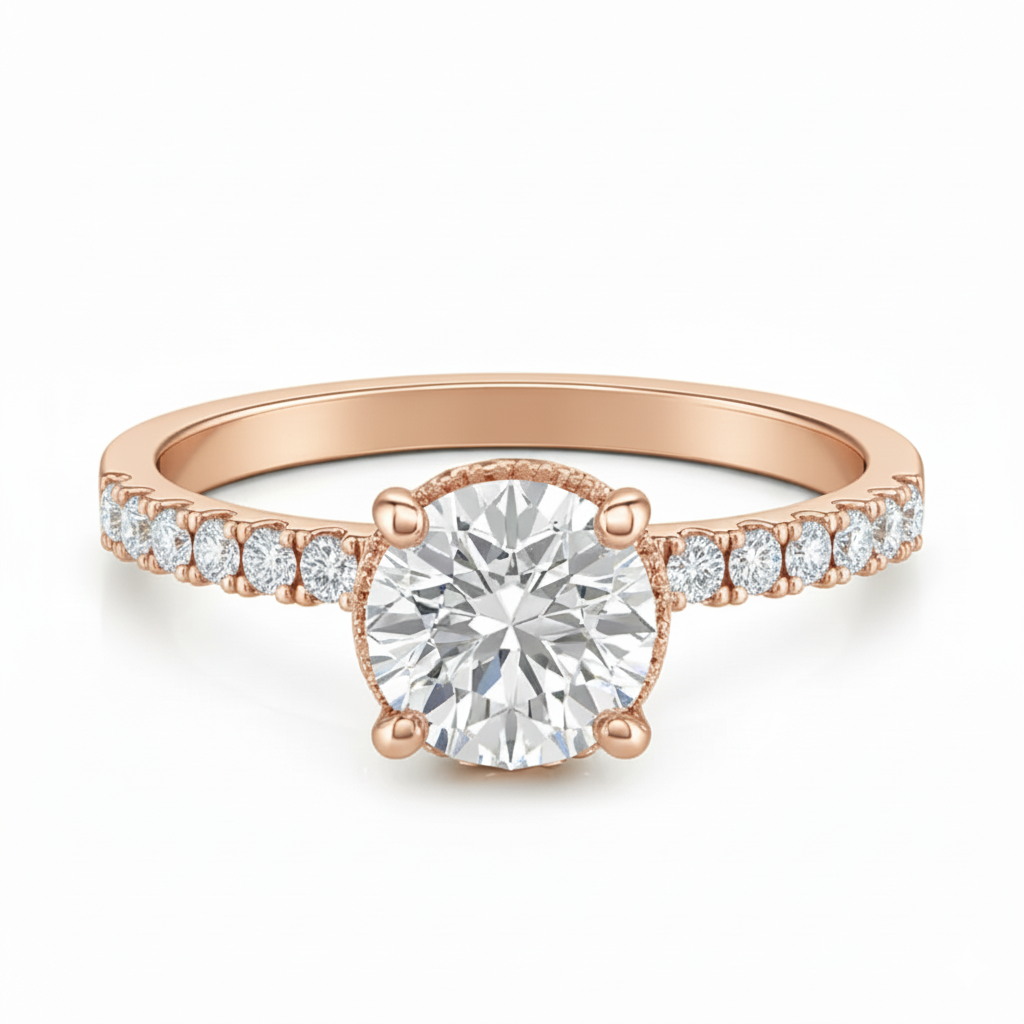 Engagement ring | Proposal ring | 18k White gold wedding ring | Diamonds on band