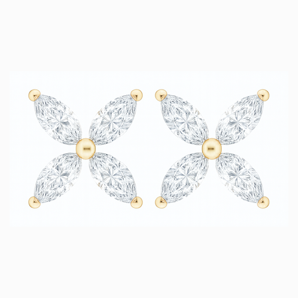 Marquise Diamond Claw Set Stud Earring