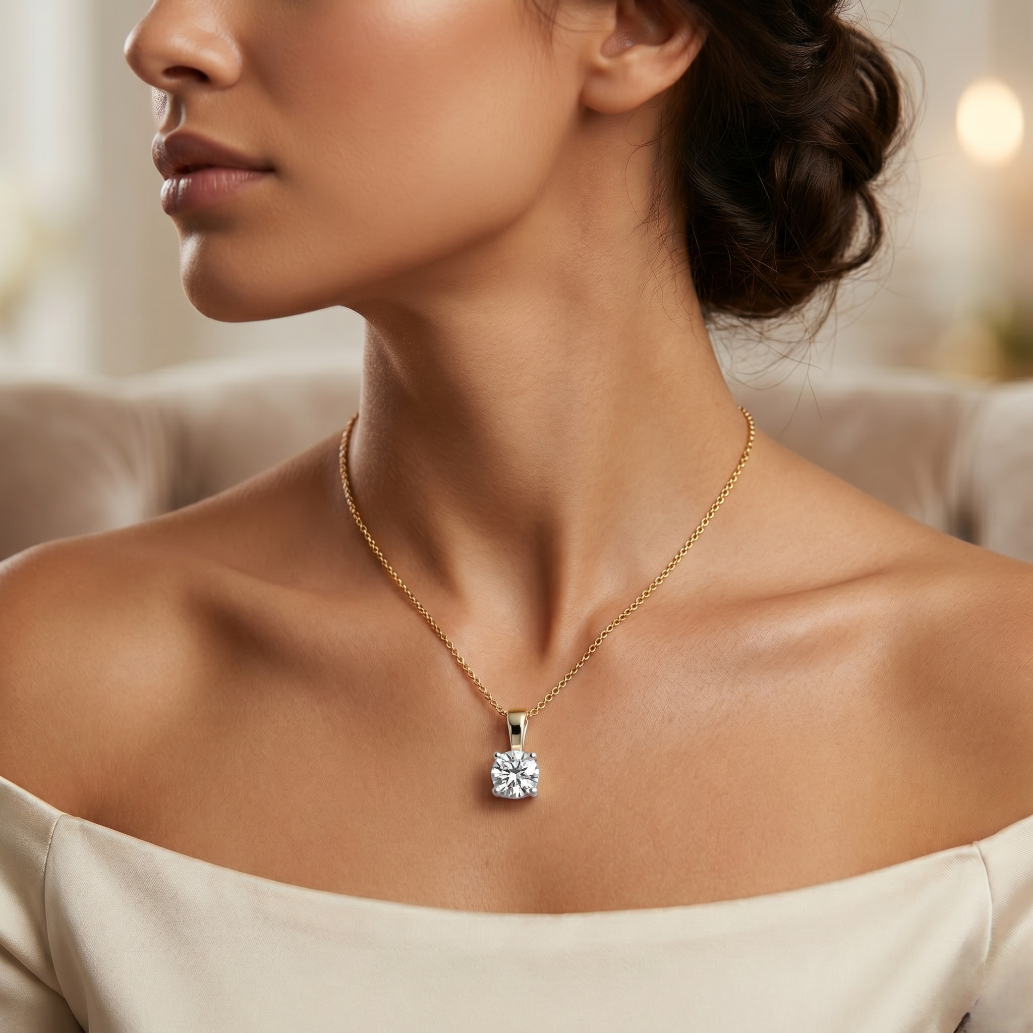 0.65ct Round Brilliant Cut Natural Diamond Solitaire Pendant Necklace Chloe's Jewellers