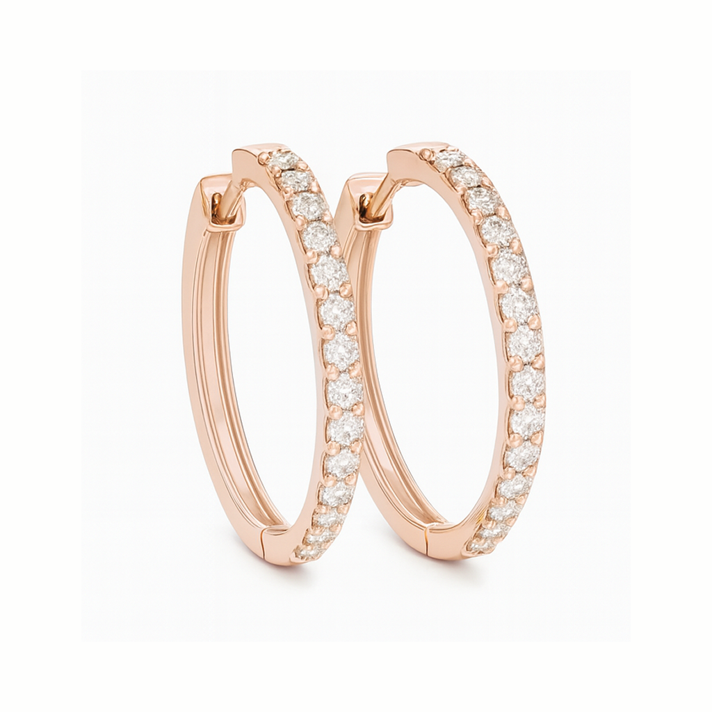 18K White Gold Grain Set Circle Hoop Diamond Earrings 0.18CT Chloe's Jewellers
