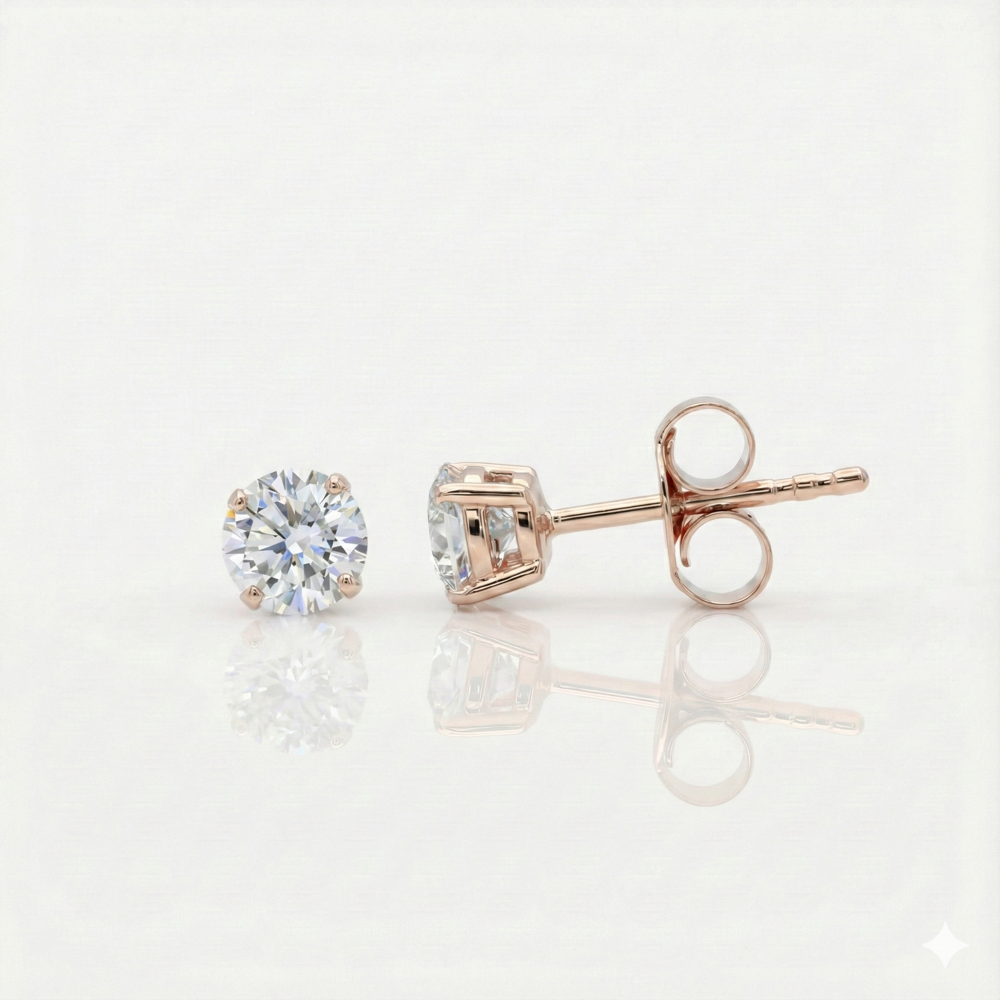 0.88cts Round Cut Lab Diamond Stud Yellow, 18ct White Gold