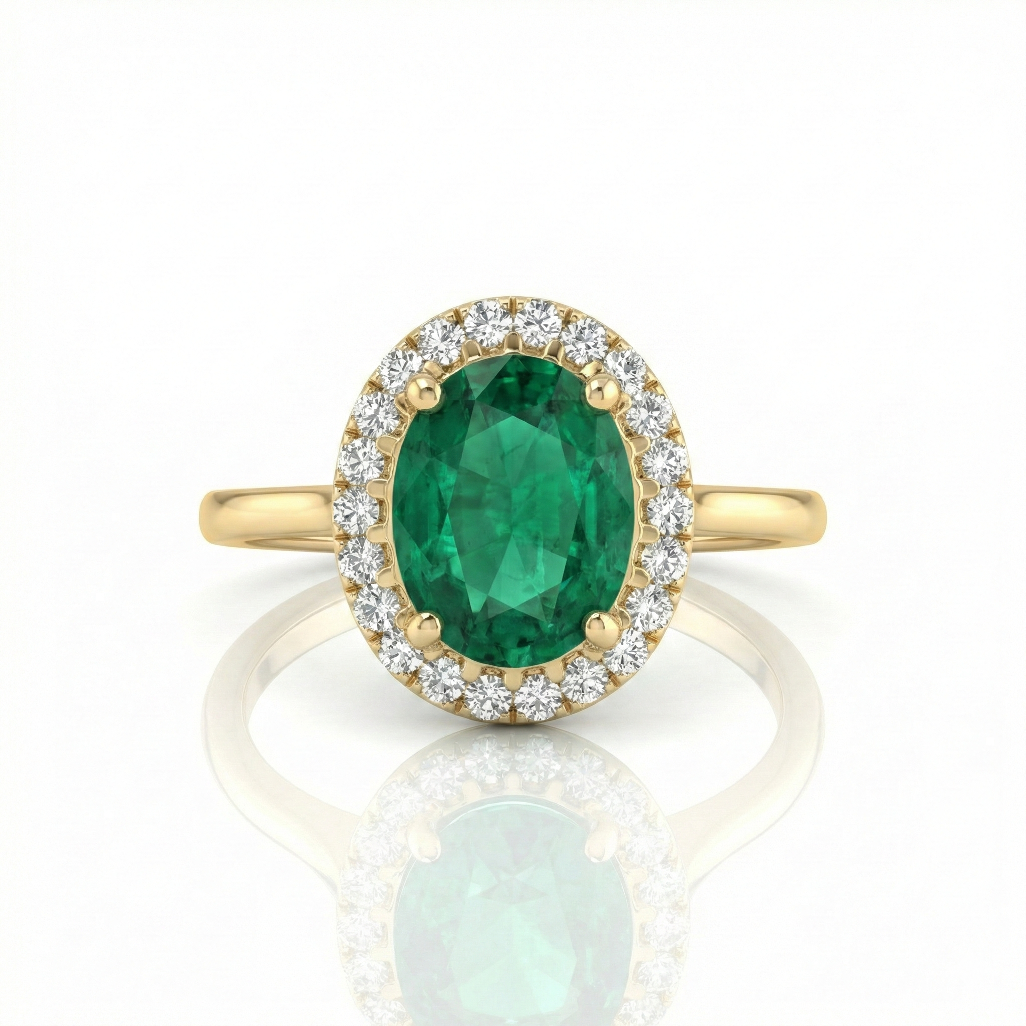 1.32ct Oval Cut Emerald Halo Setting Engagement Ring