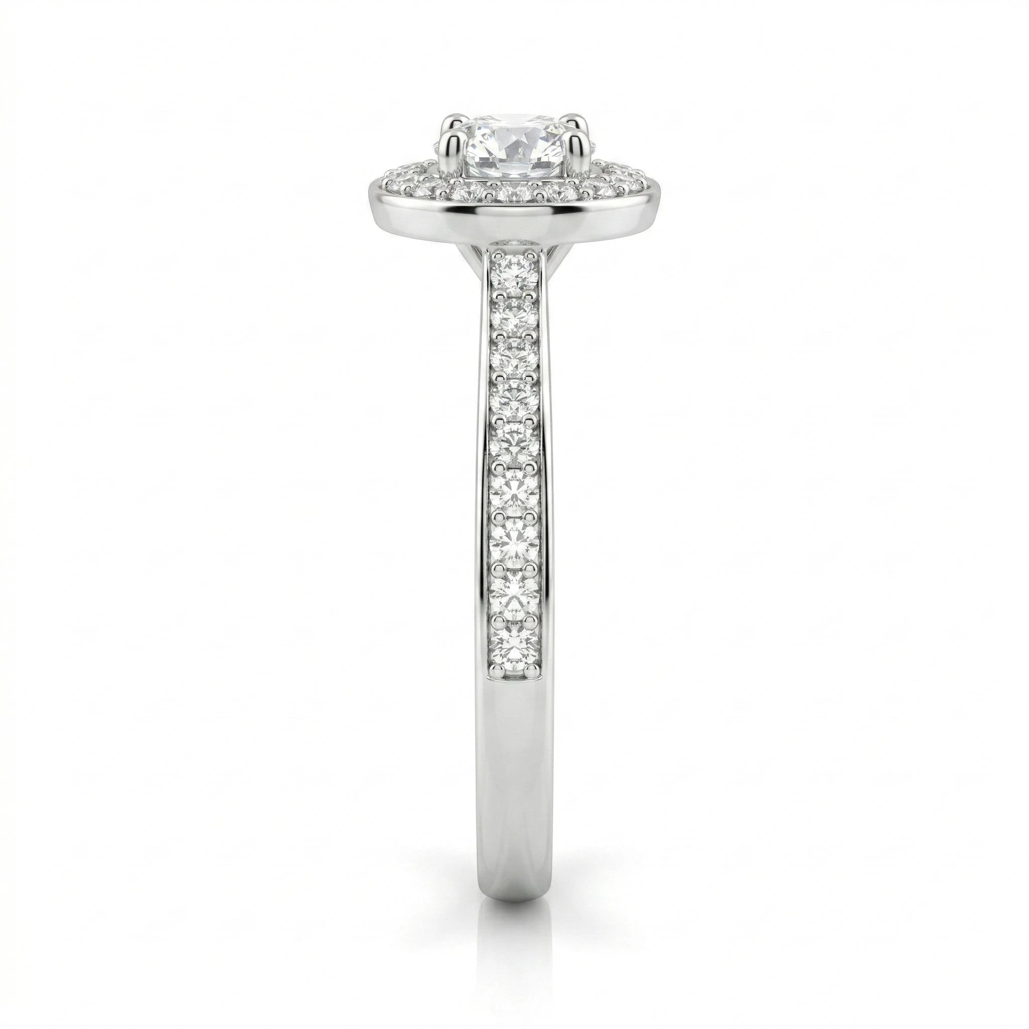 0.40ct GIA Round Cut Natural Diamond Halo Setting Engagement Ring, F / SI1 Chloe's Jewellers