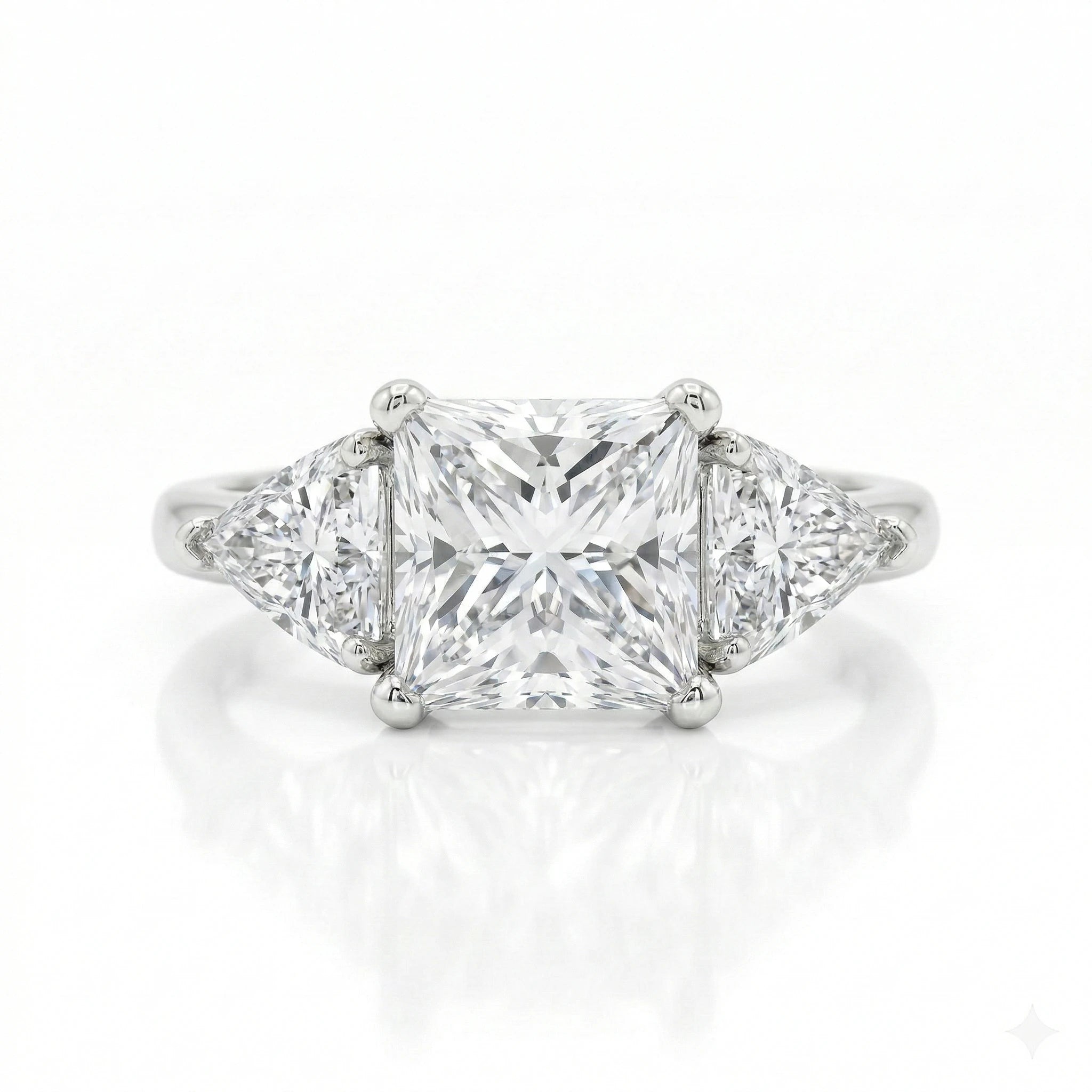 1.50ct GIA Princess Cut Natural Diamond Engagement Ring With Two Side Stones Chloe's Jewellers