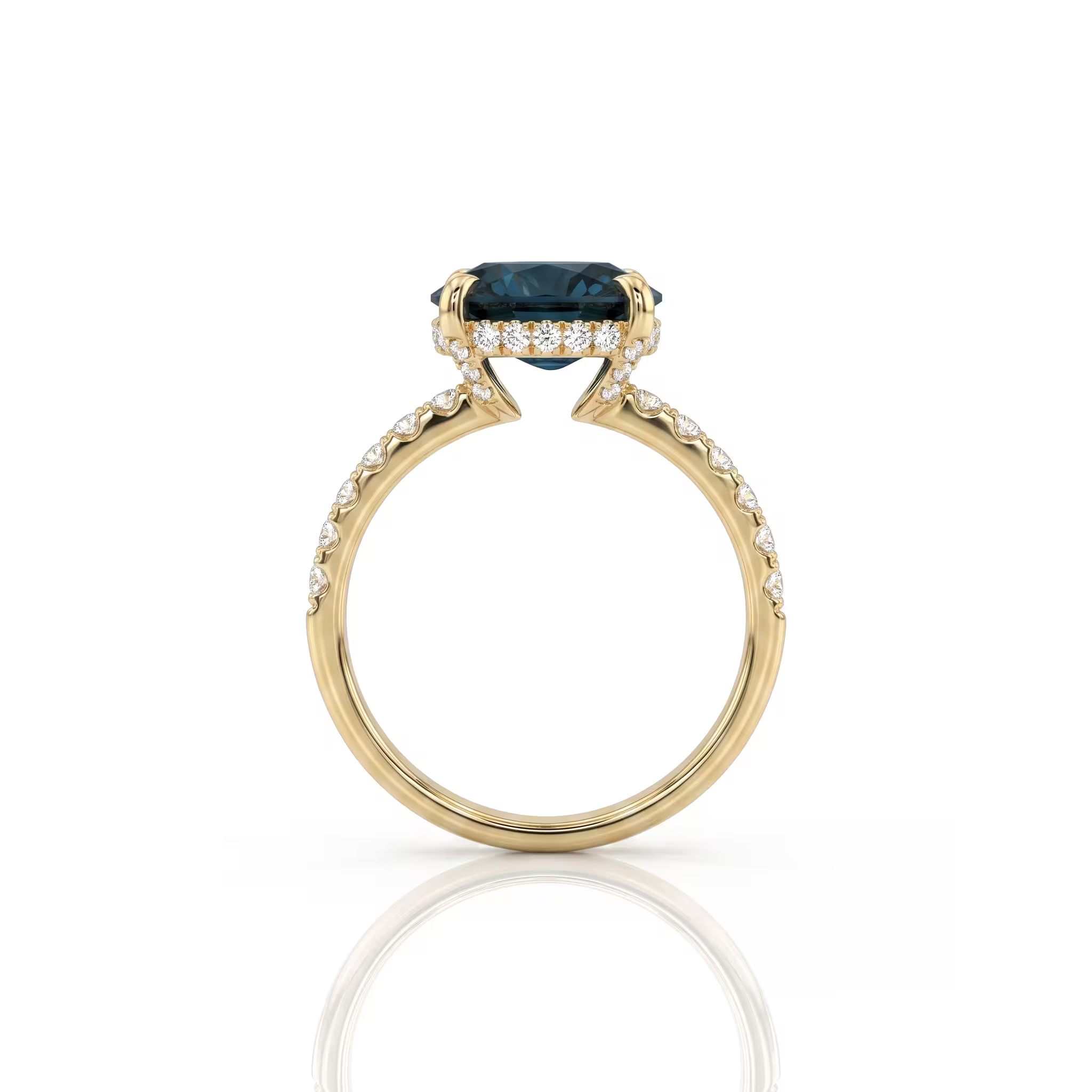 2.52ct Oval Cut Teal Sapphire Engagement Ring - 18K Gold