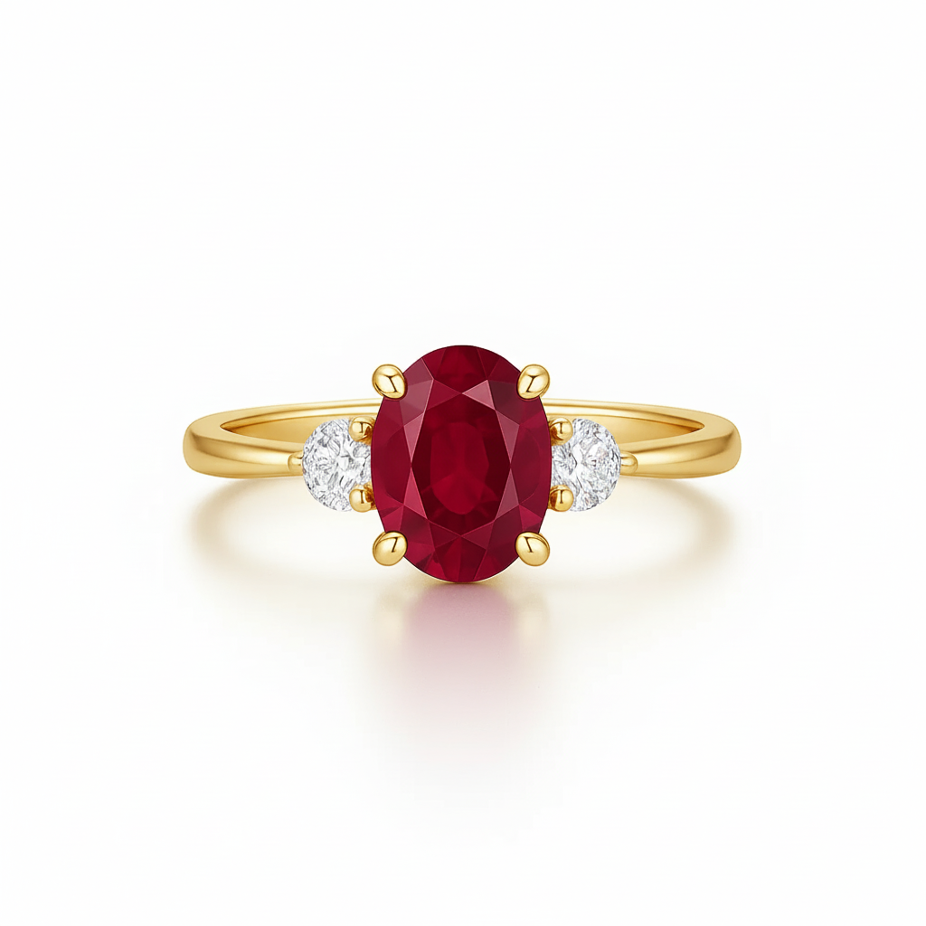 1.55ct Ruby and Diamond Trilogy Ring