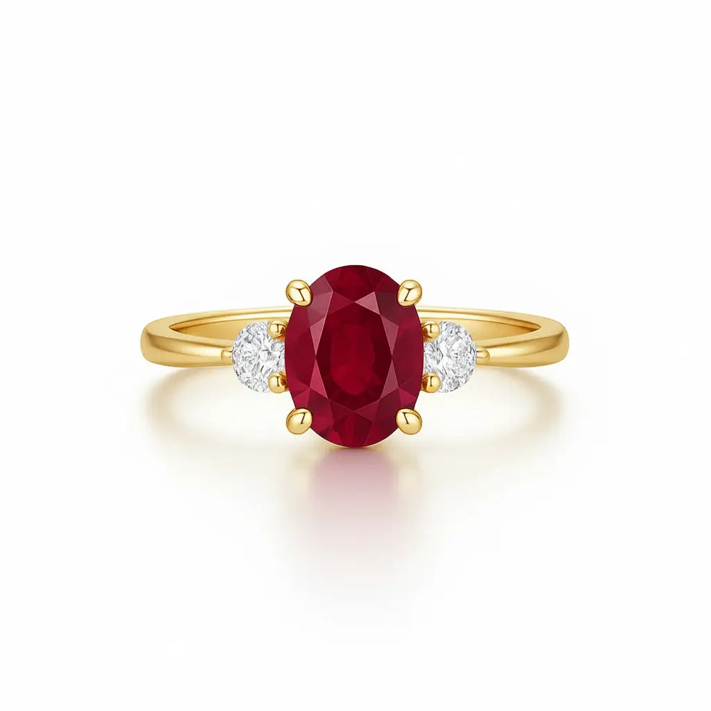 1.55ct Ruby and Diamond Trilogy Ring Chloe's Jewellers