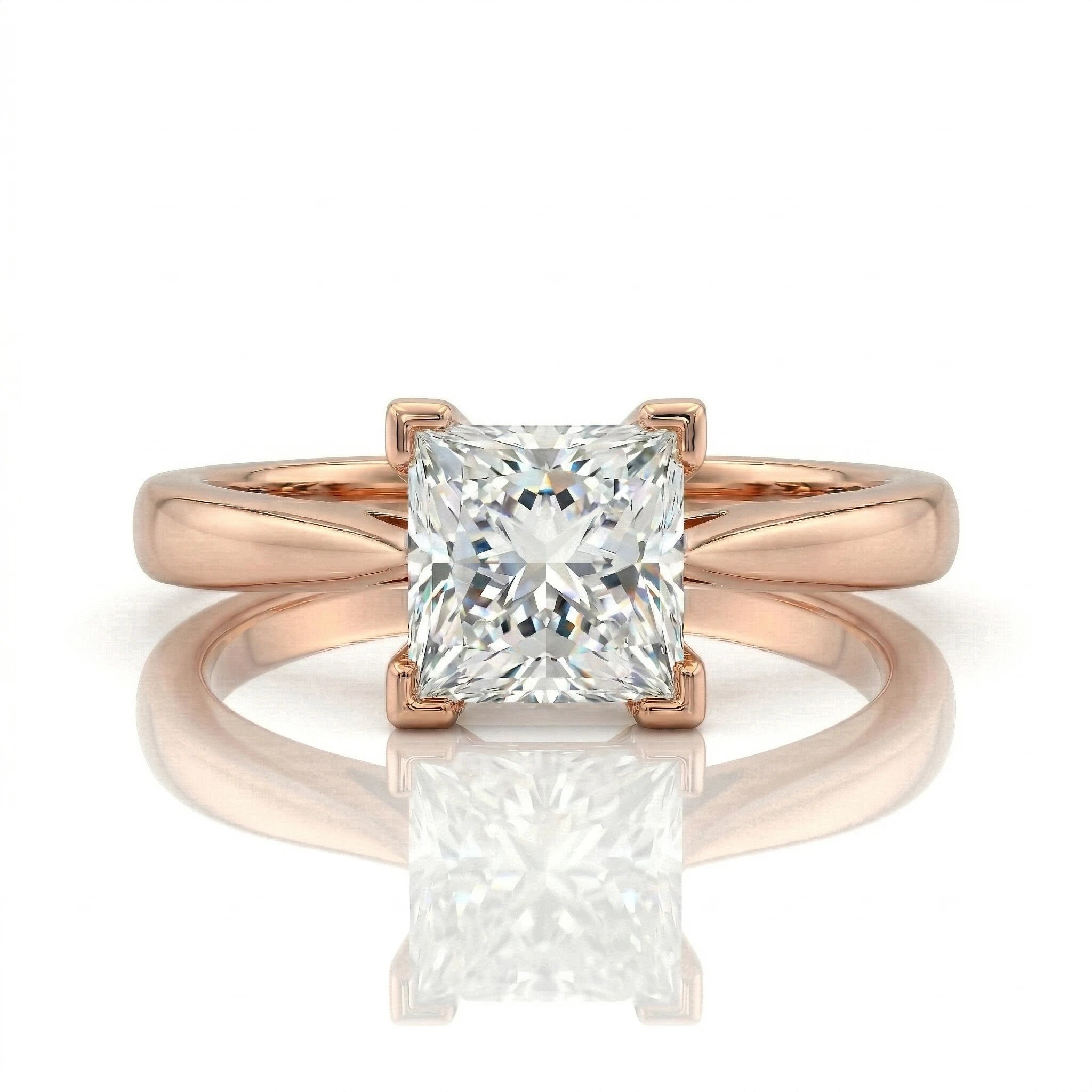 0.69ct GIA Natural Princess Cut Solitaire Setting Engagement Ring Chloe's Jewellers